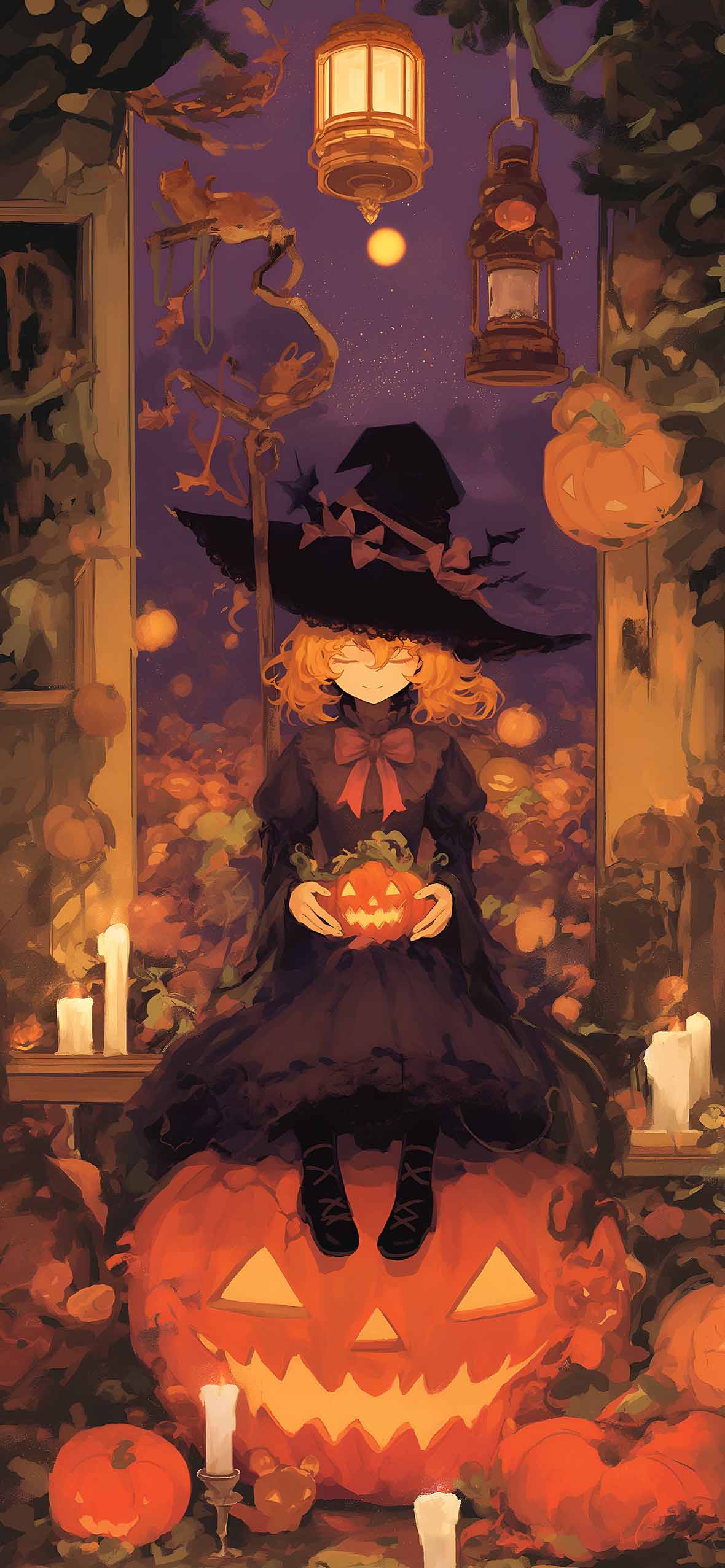 Aesthetic Halloween Witch & Pumpkin