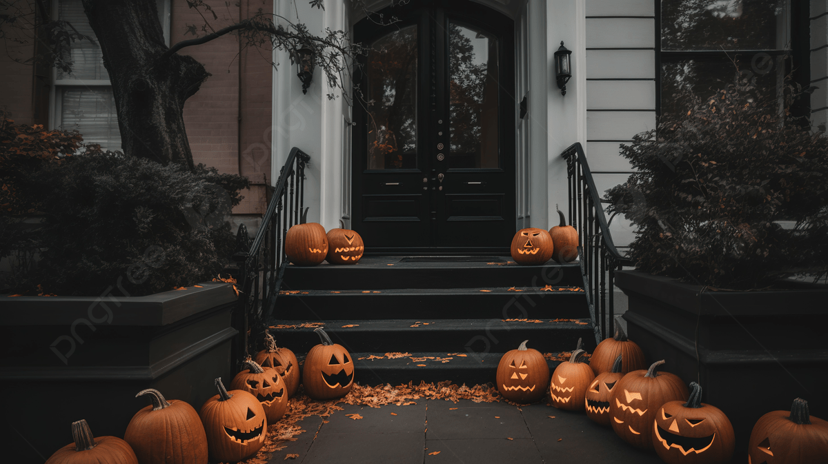 Front Steps Leading To A Door Covered