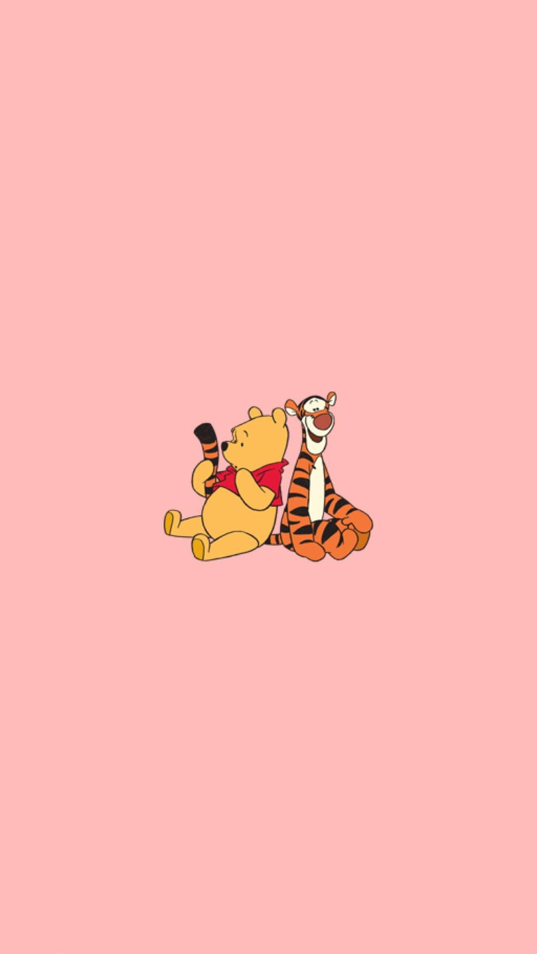 Winnie the pooh and tigger on a pink background - Disney