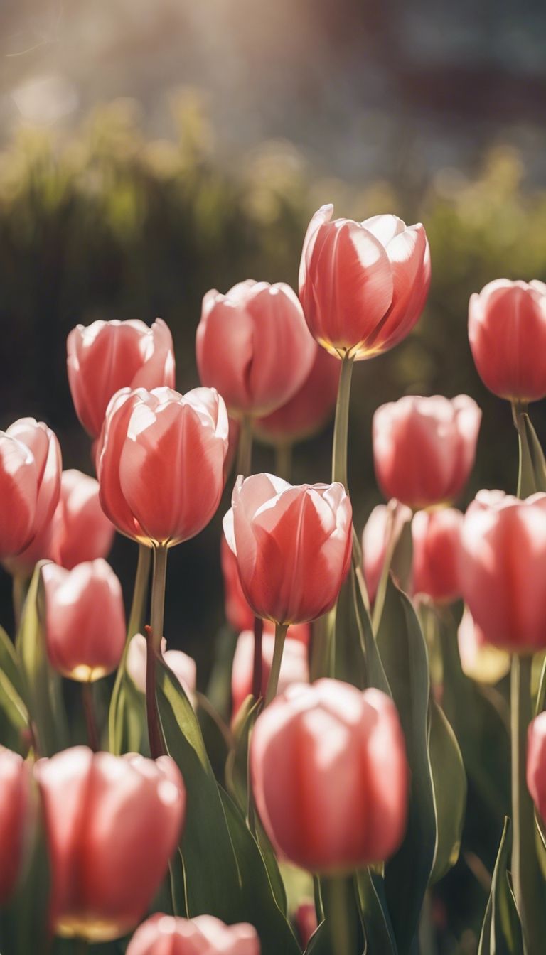 red tulips bathed in soft morning light