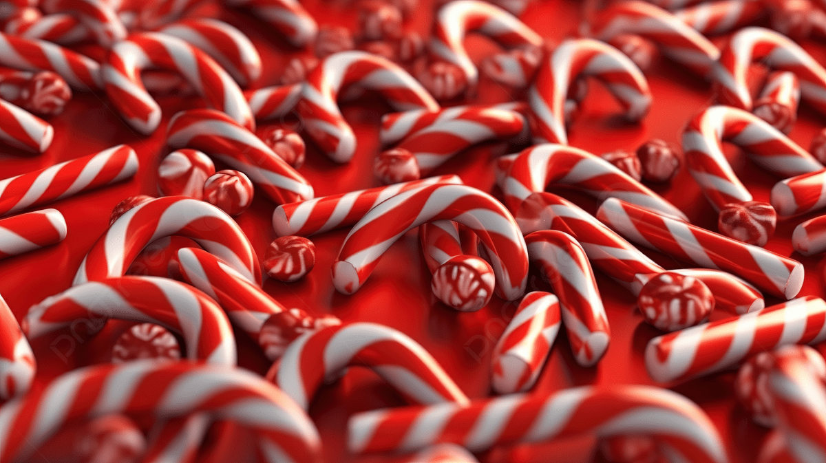 3D Rendered Christmas Candy Cane Banner