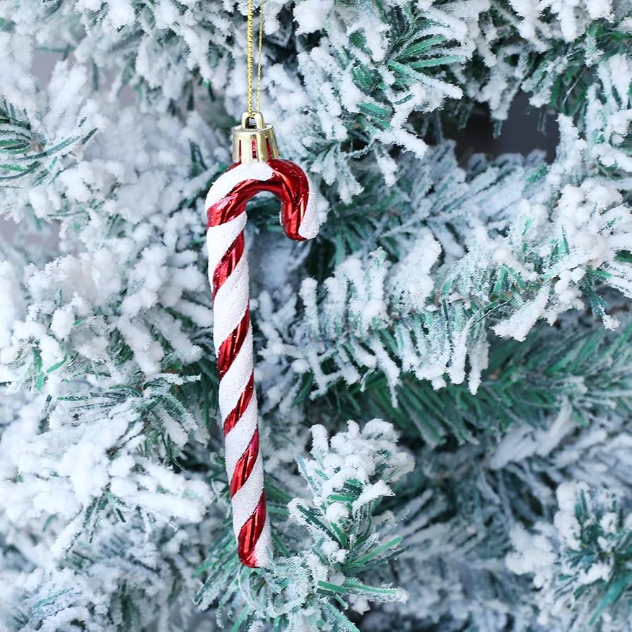 12Pcs Glitter Candy Cane Christmas Tree