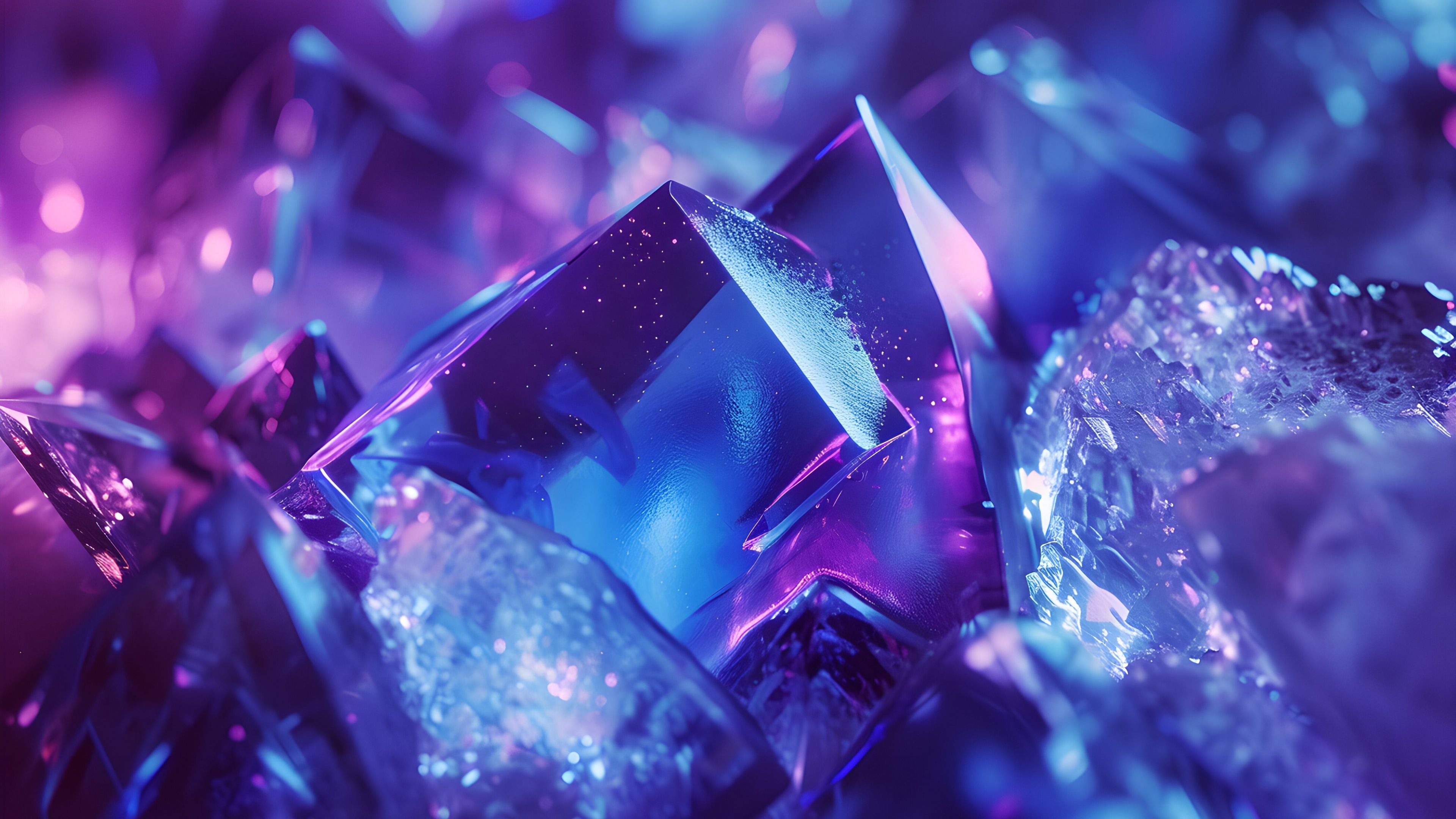 Purple aesthetic Wallpaper 4K, Crystals