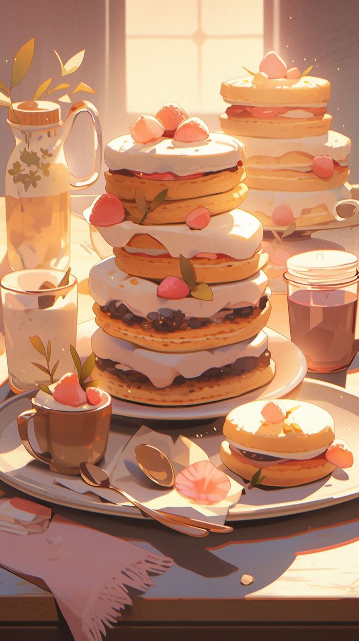 Illustrated Cake Tower Wallpaper