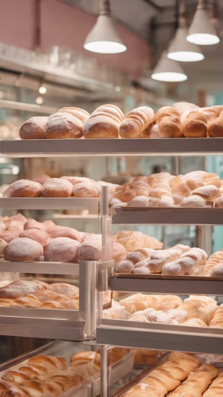 A view inside a Danish bakery, filled