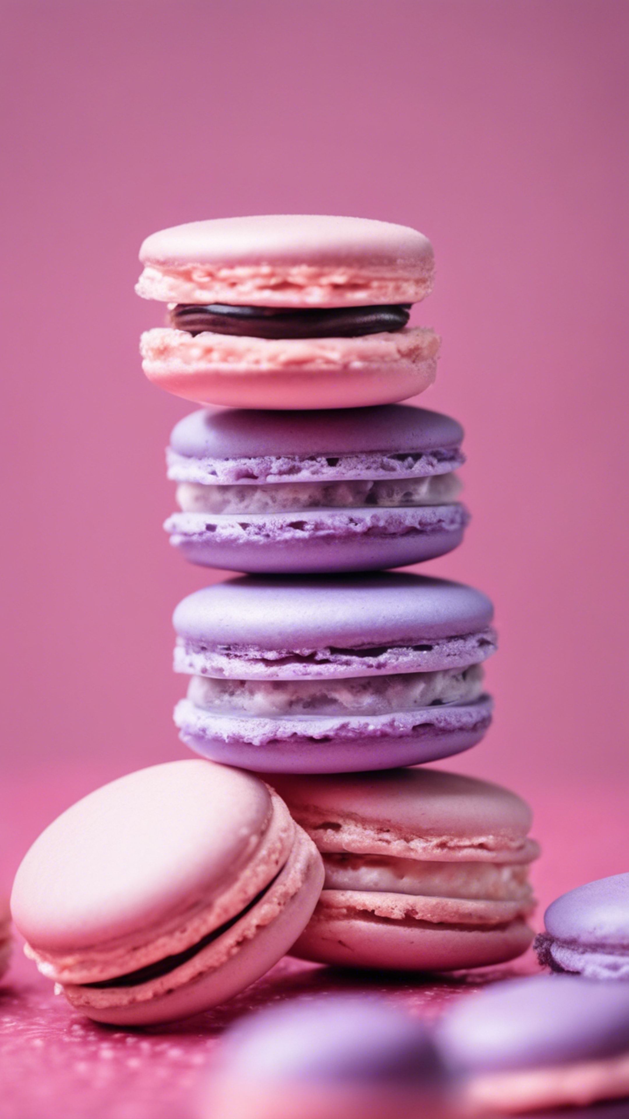 kawaii lilac macarons stacked playfully