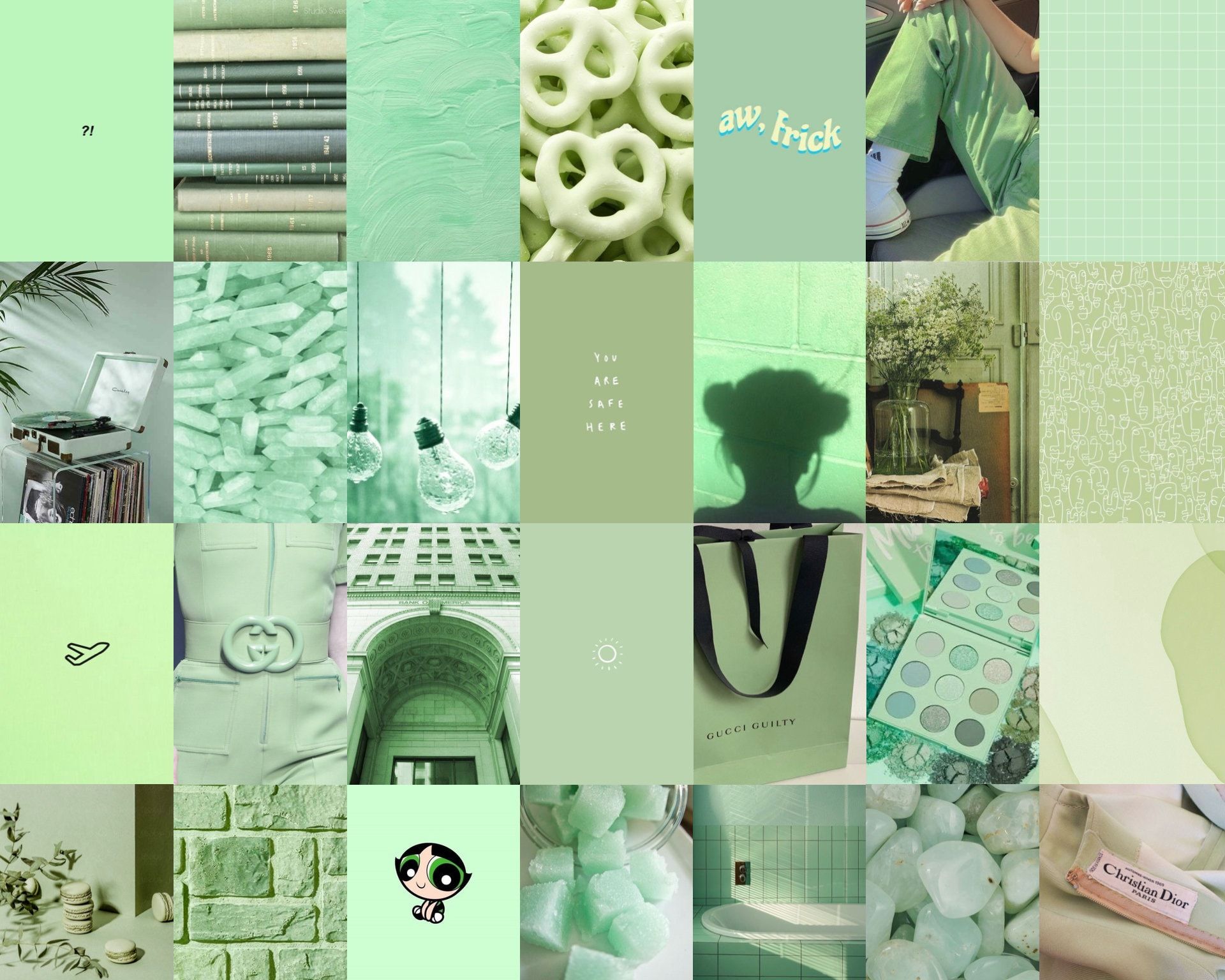 Mint Green Wall Collage Kit, Sage Green