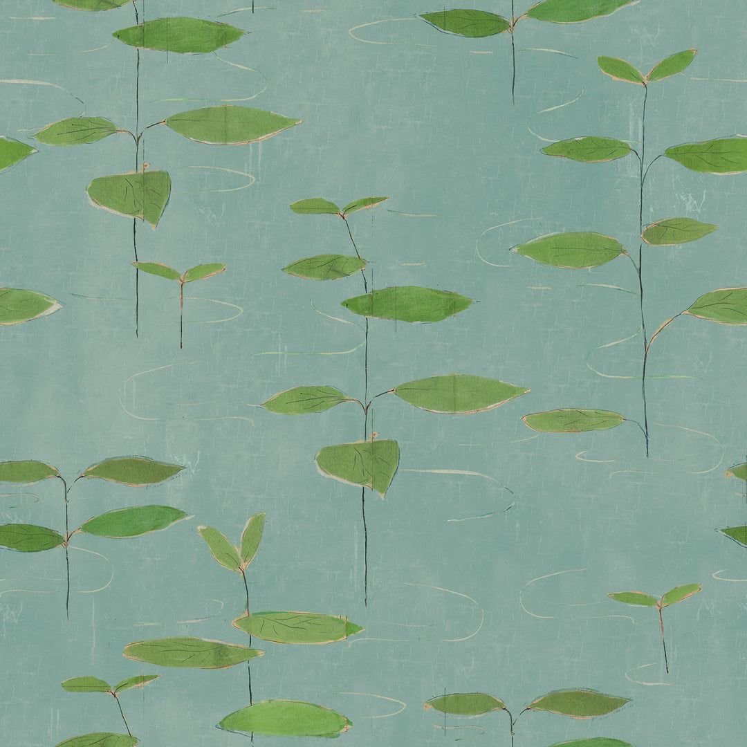 Lilies' Wallpaper in Green