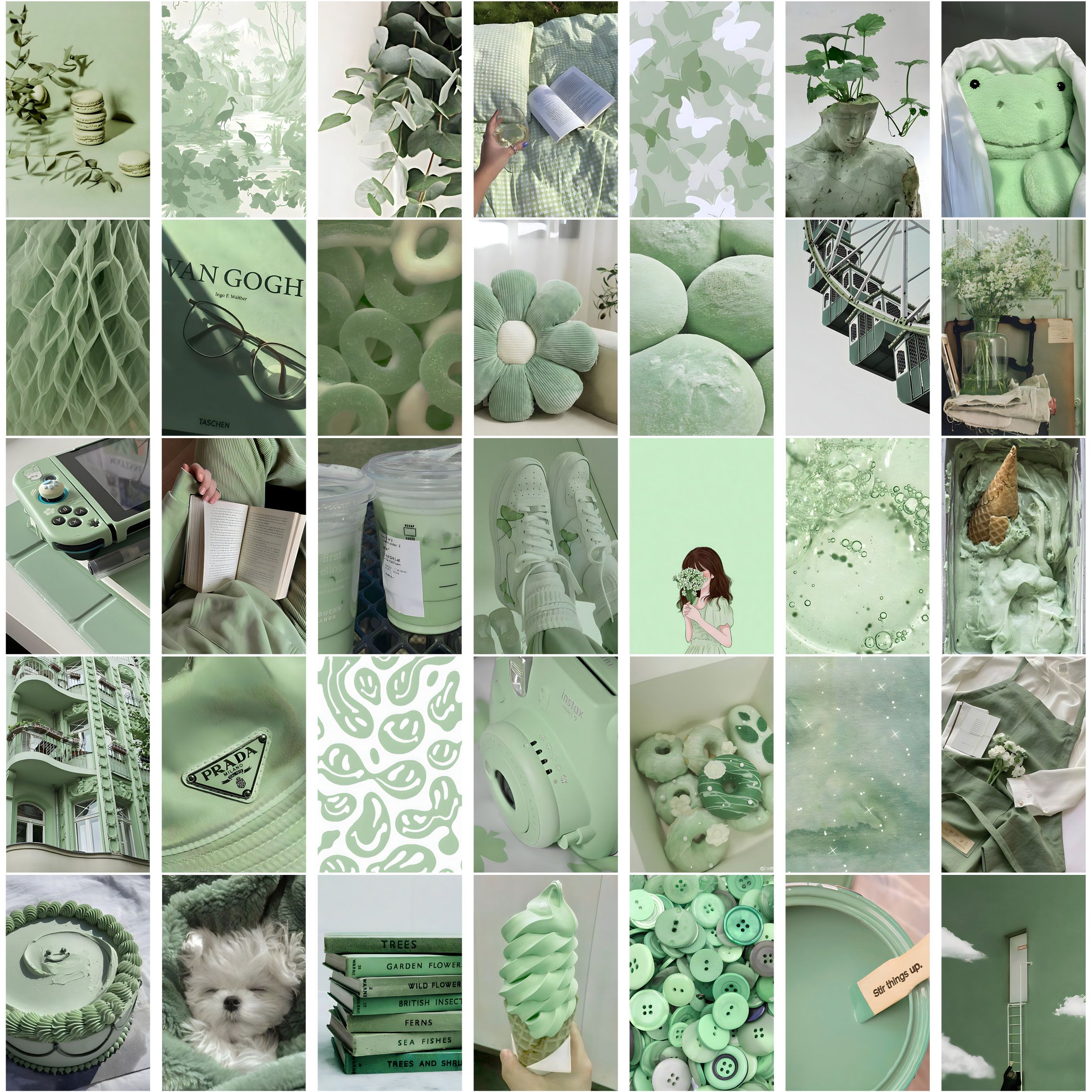 Green Aesthetic Photo Wall Collage Set