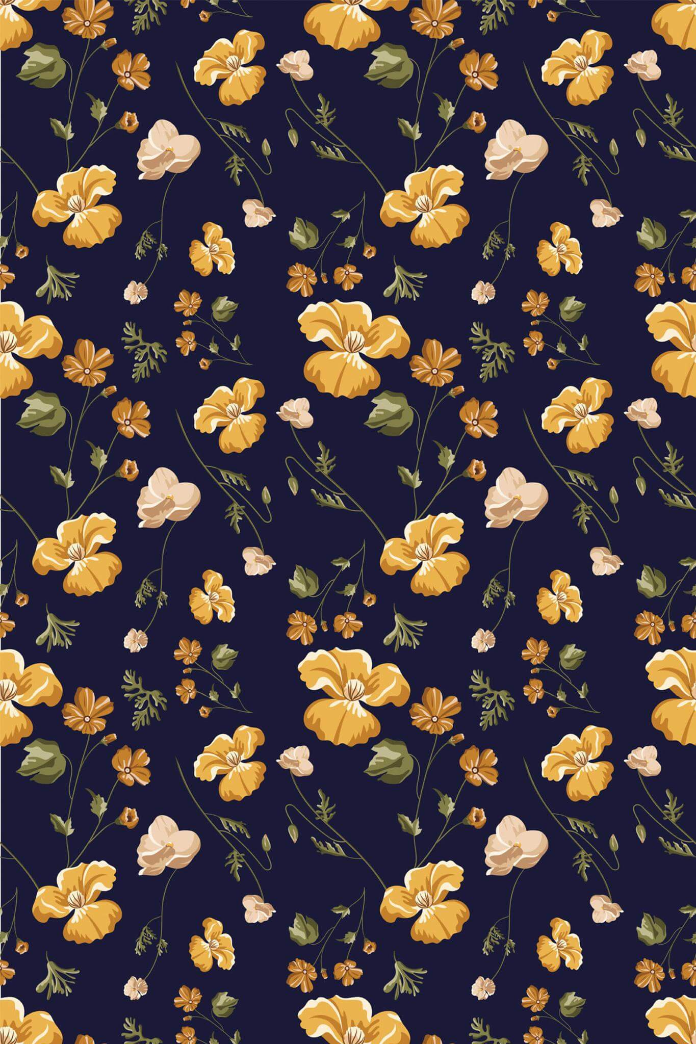 Navy blue aesthetic floral Peel