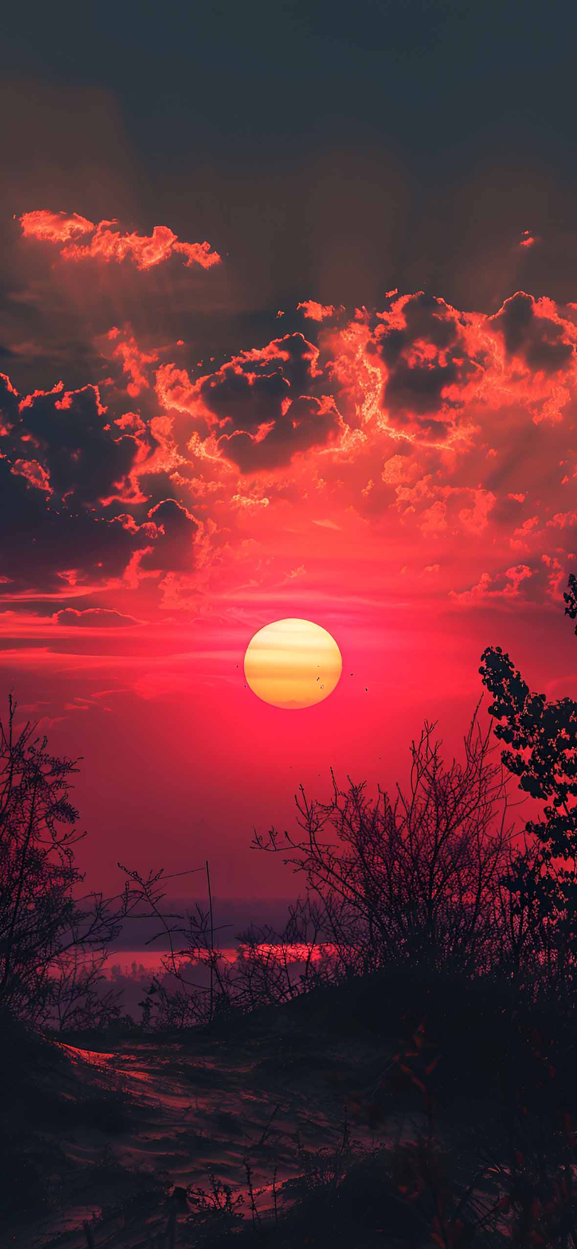 Red Sunset Aesthetic Wallpaper