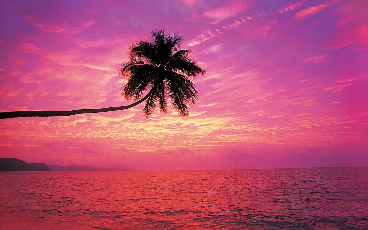 Rainbow sunset beach wallpaper