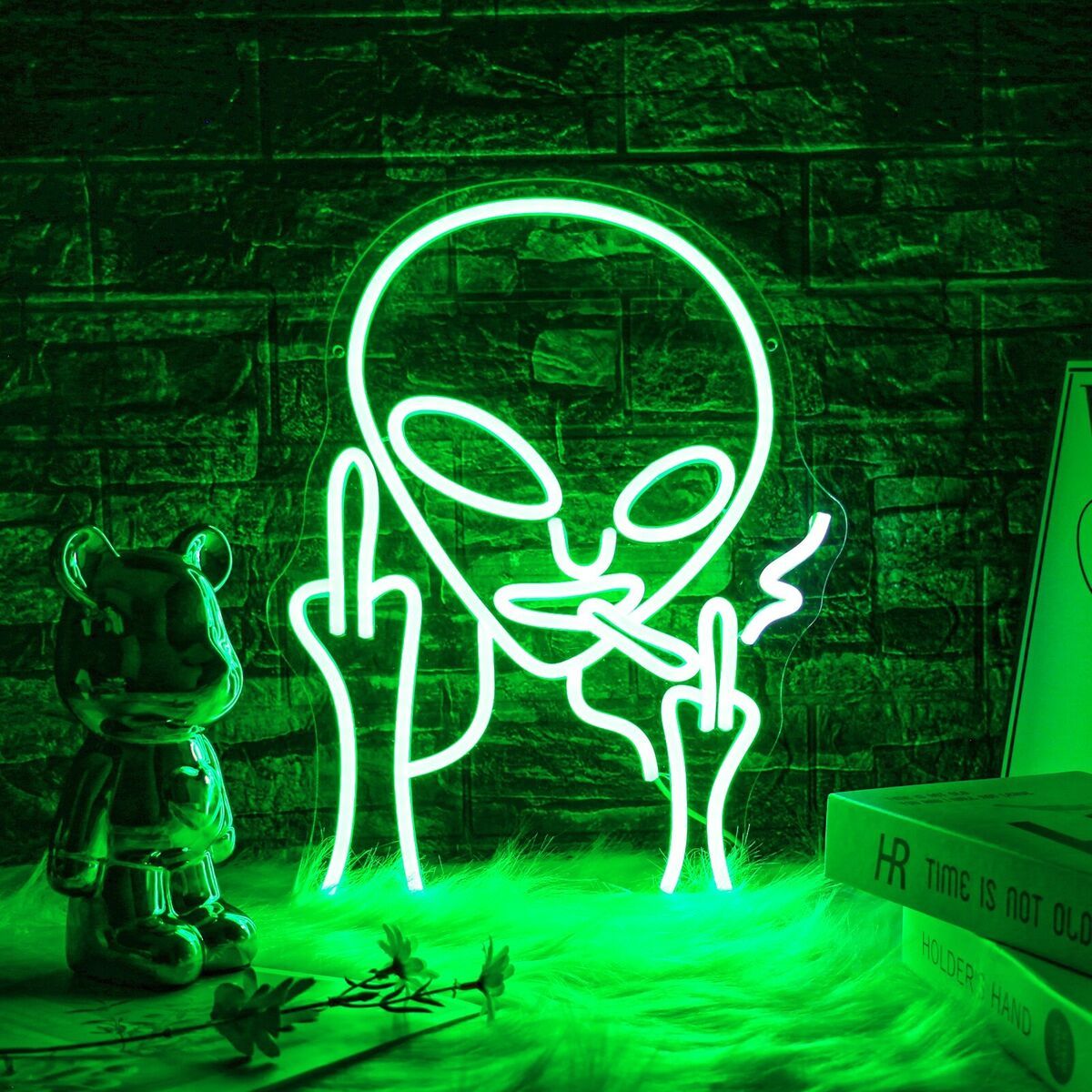 LED Alien Neon Sign:Green Aesthetic