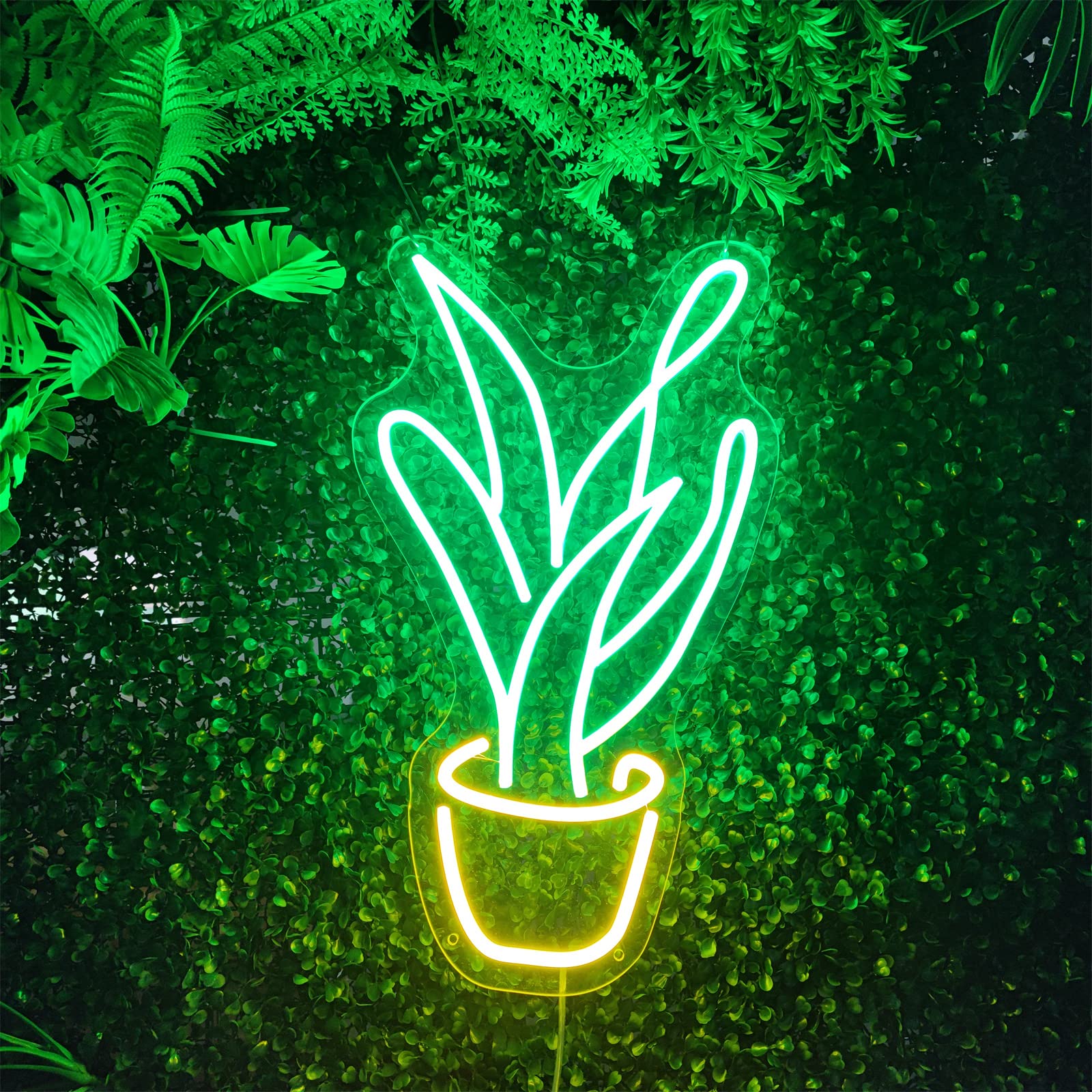 INSNEnN Plant Neon Sign Potted LED Neon