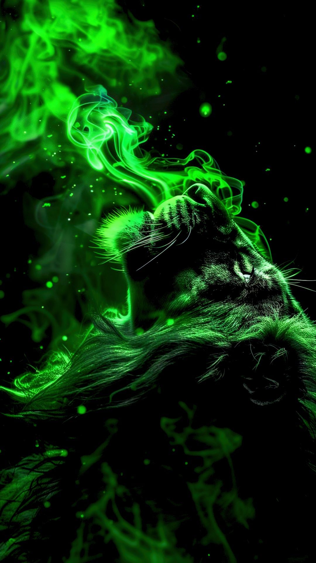 Lion Wallpaper 4K, Green aesthetic