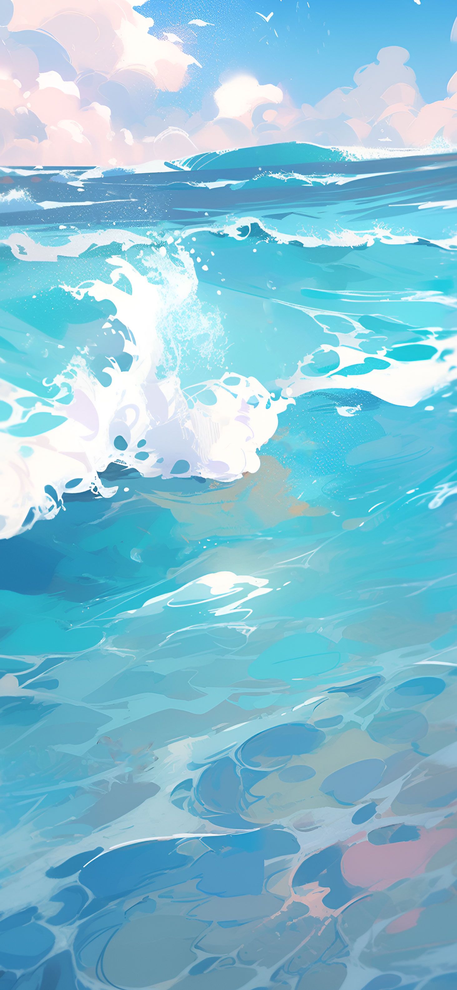 Endless Blue Sea & Azure Sky Wallpaper