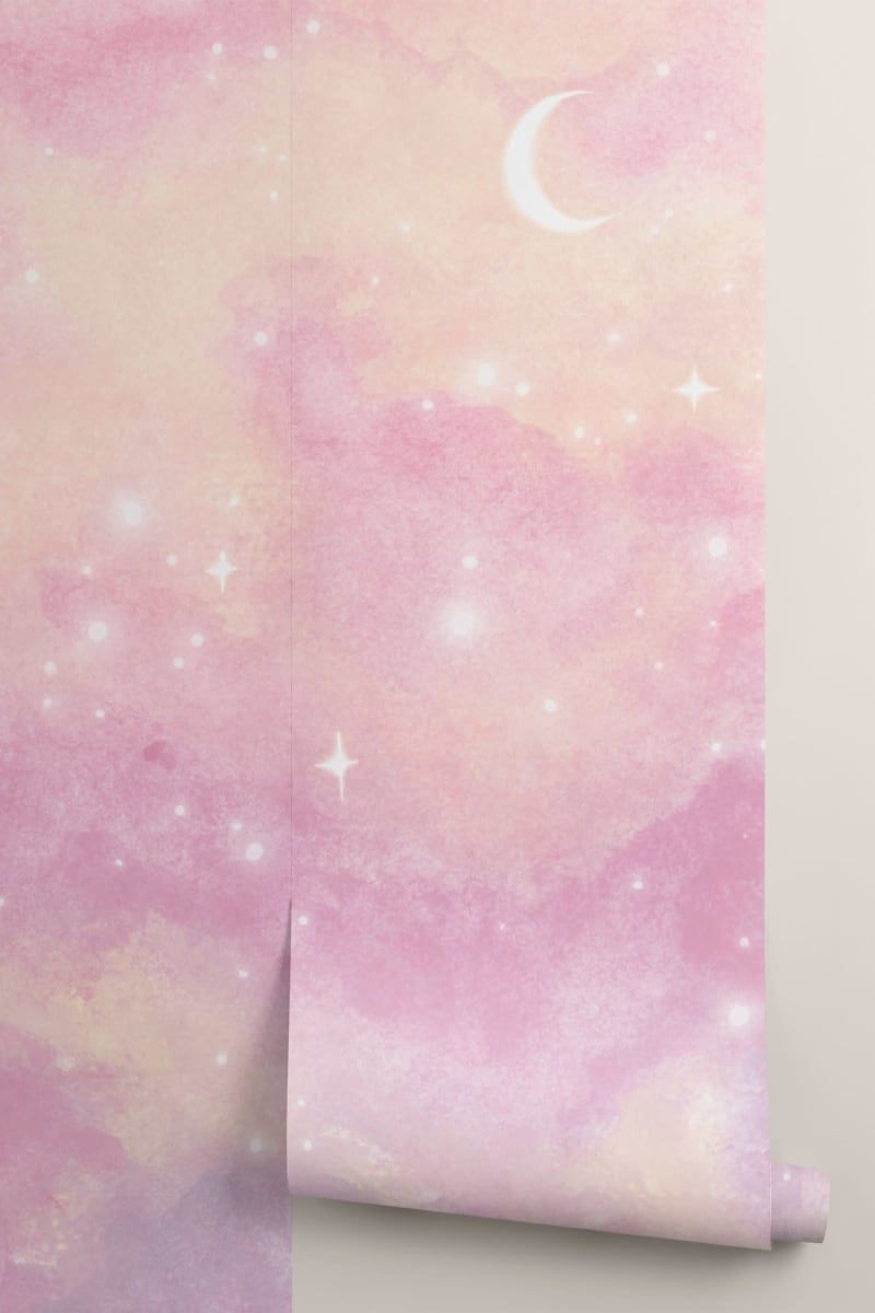 Pink Sunset Starry Sky Wallpaper Mural