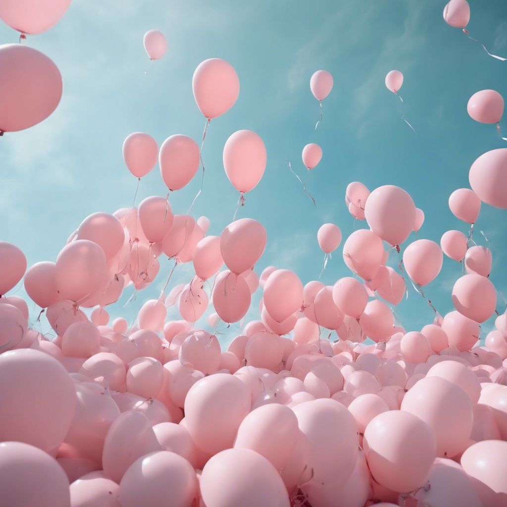 pastel pink melody of floating balloons