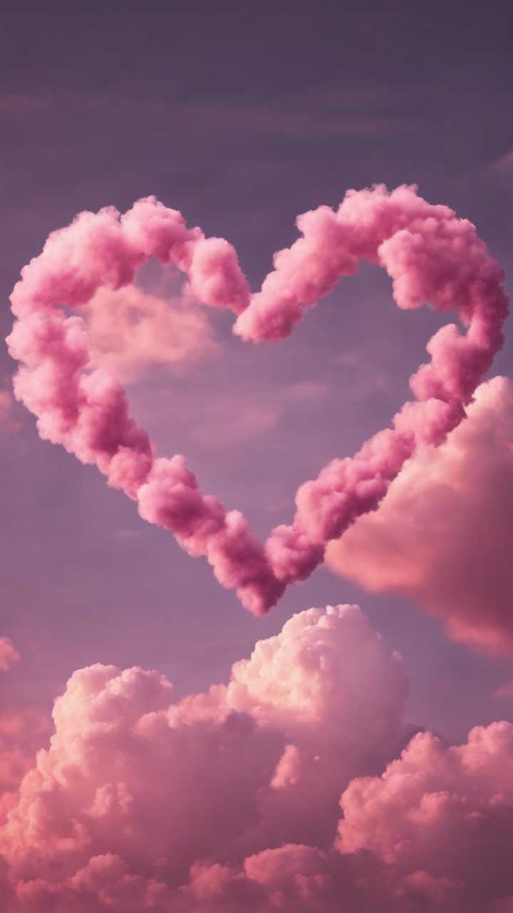 Pink Heart Shaped Clouds Floating