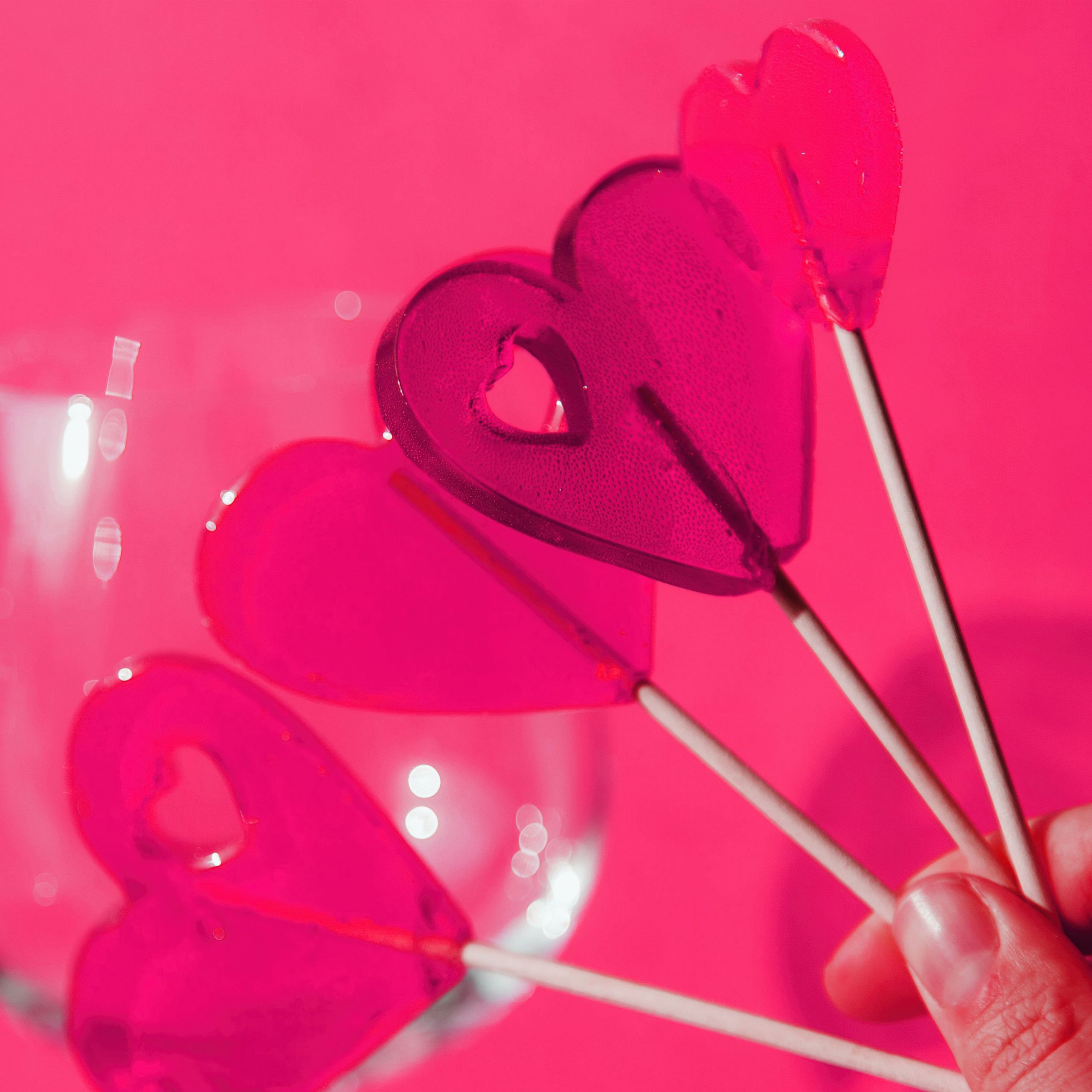 Pink hearts Wallpaper 4K, Lollipop