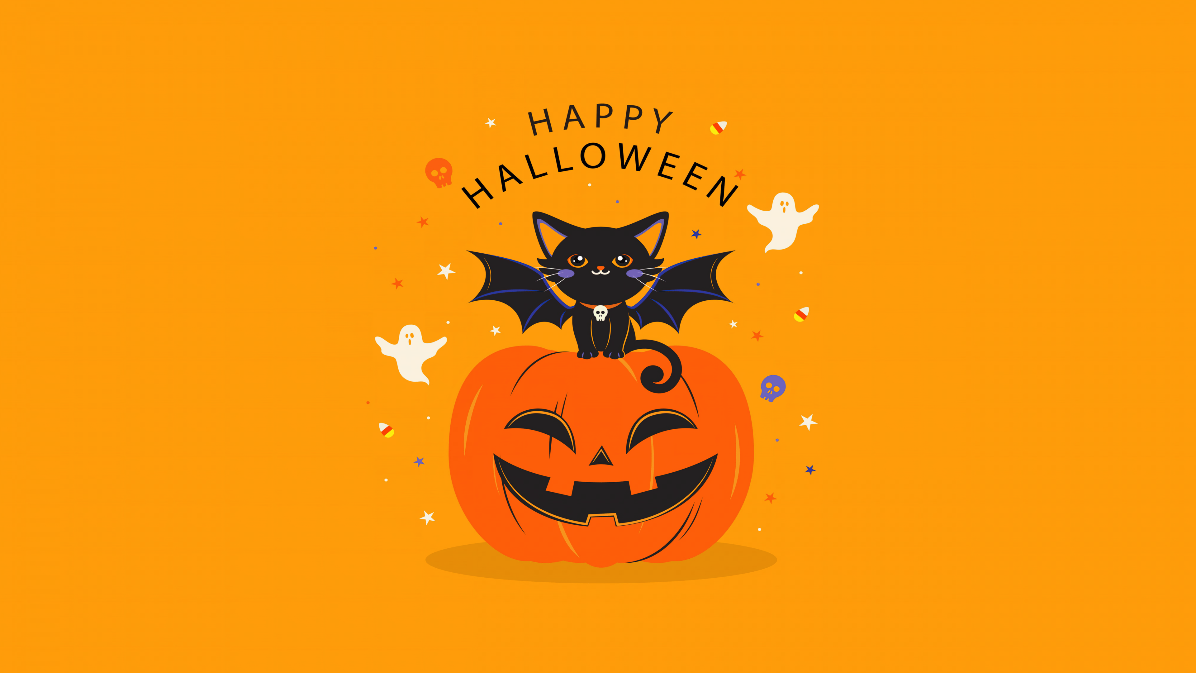 Happy Halloween Wallpaper 4K, Yellow