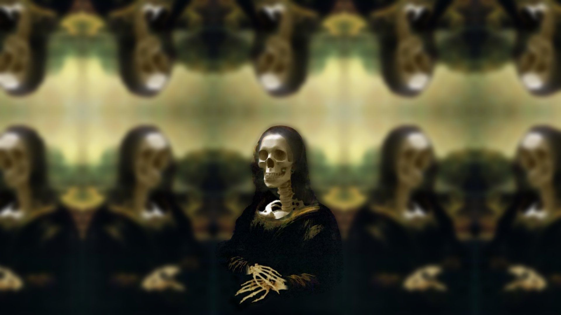 Download Mona Lisa Dark Skull HD Wallpaper