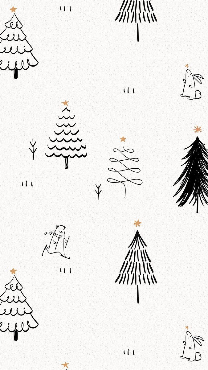 mobile wallpaper, cute doodle pattern