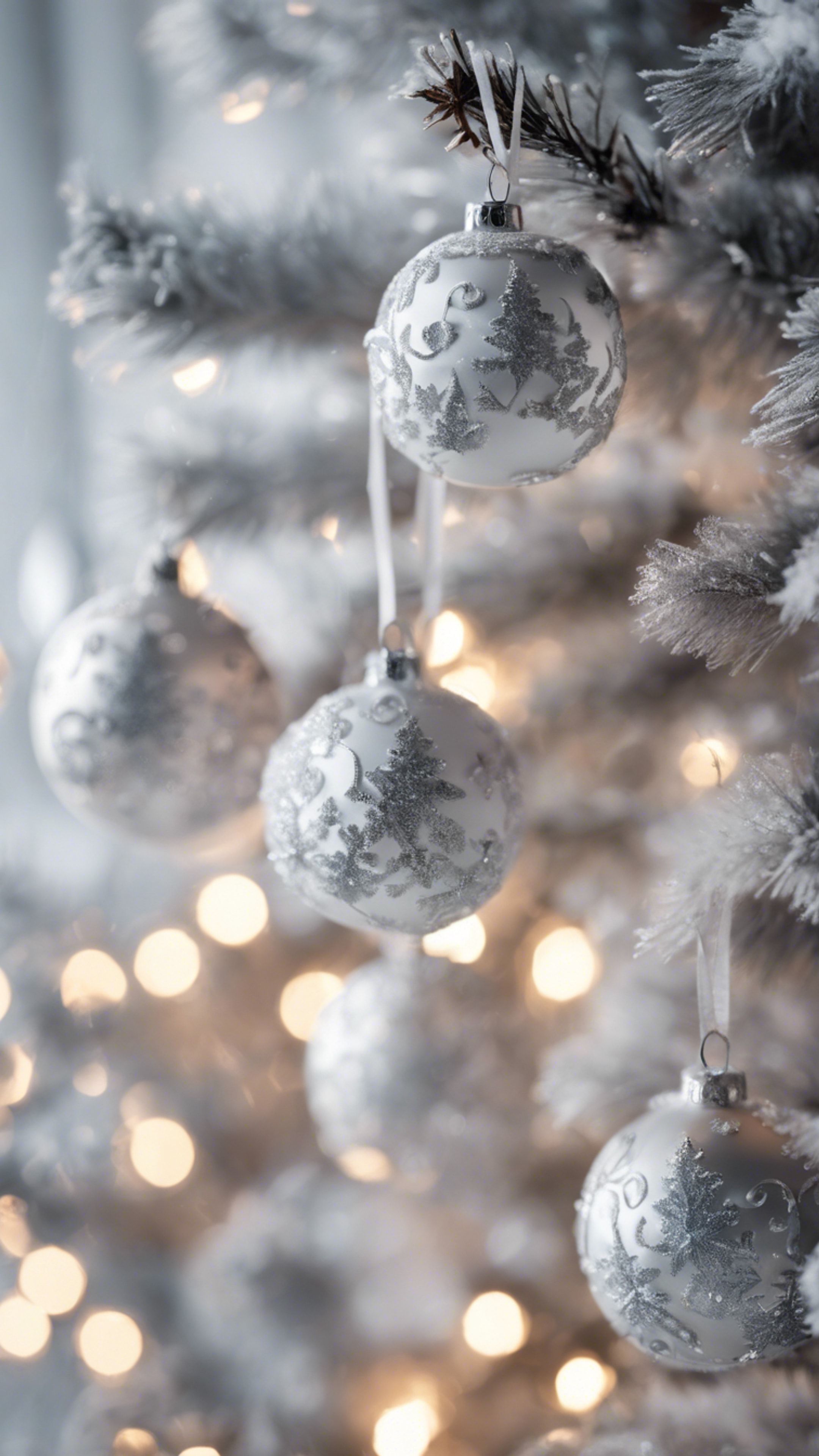 White and silver Christmas decorations