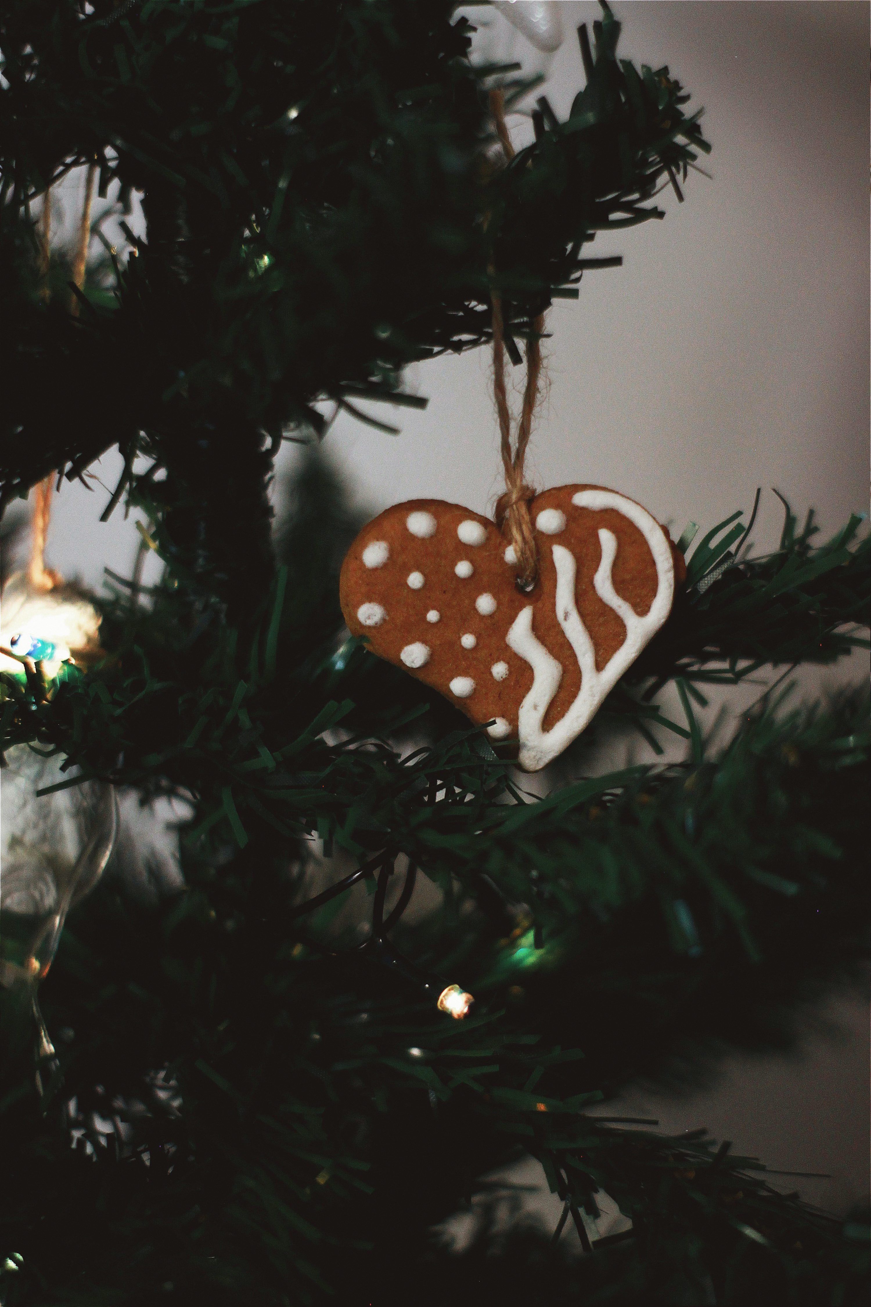 Green christmas tree with white