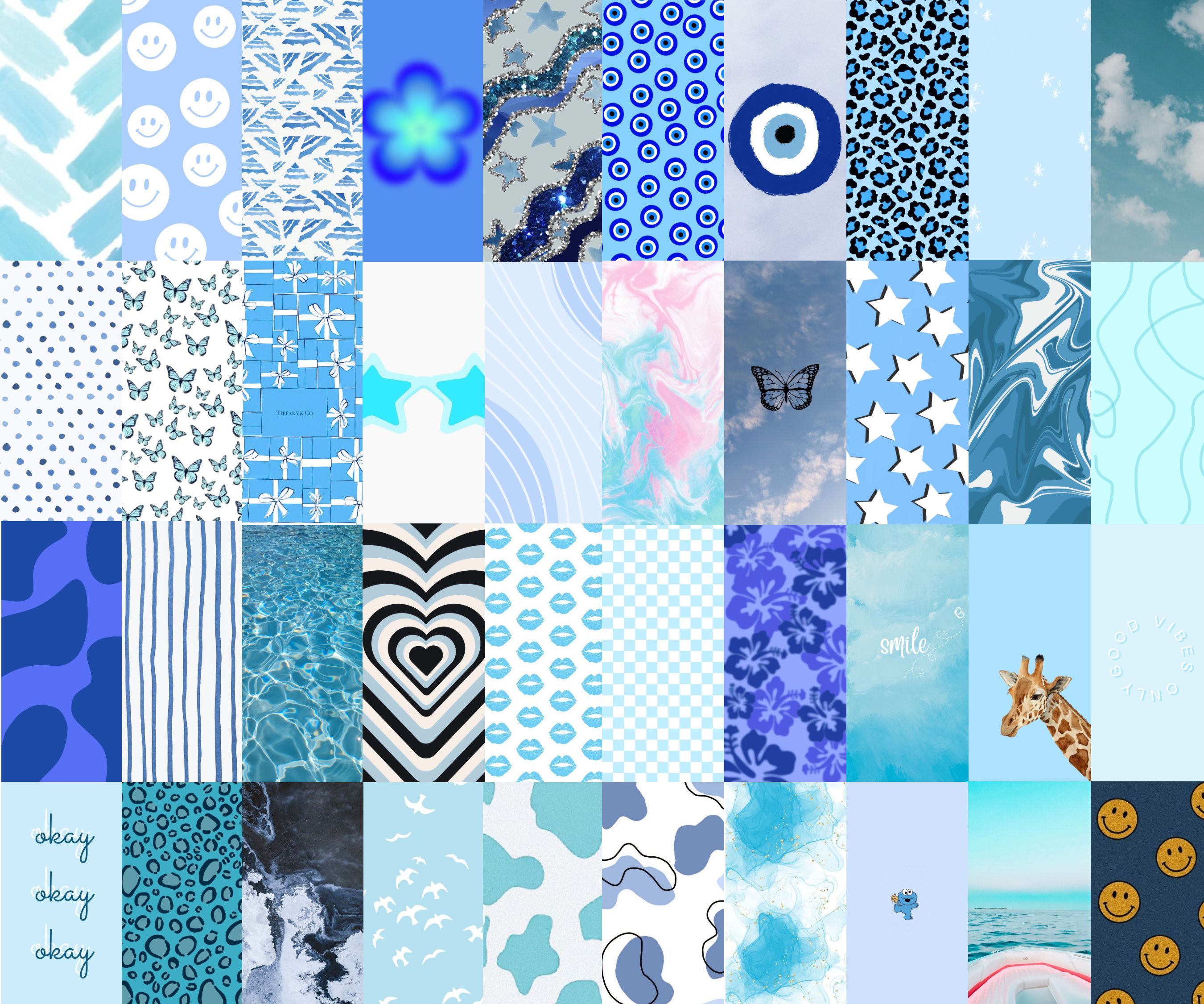 98pcs Blue Preppy Collage Kit