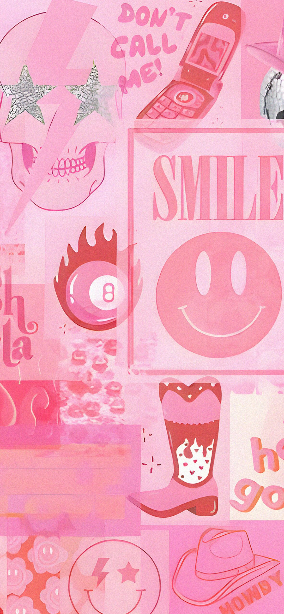 Preppy Pink Collage Wallpaper