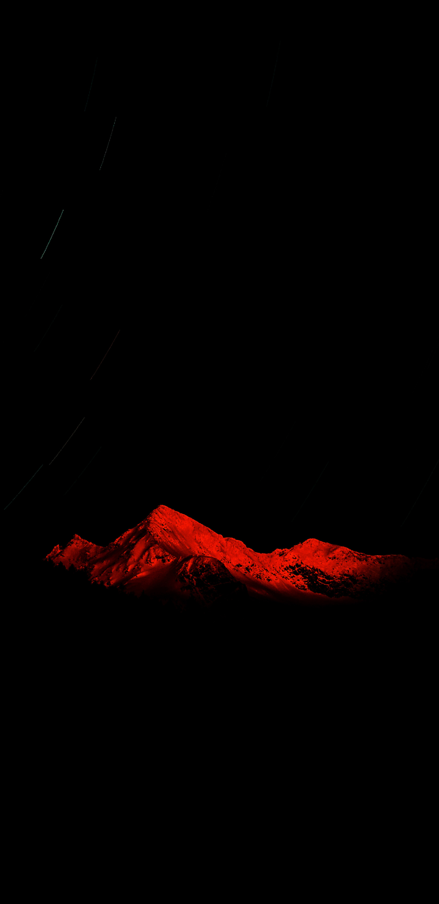 A red mountain range against a black sky. - Dark red, iPhone red