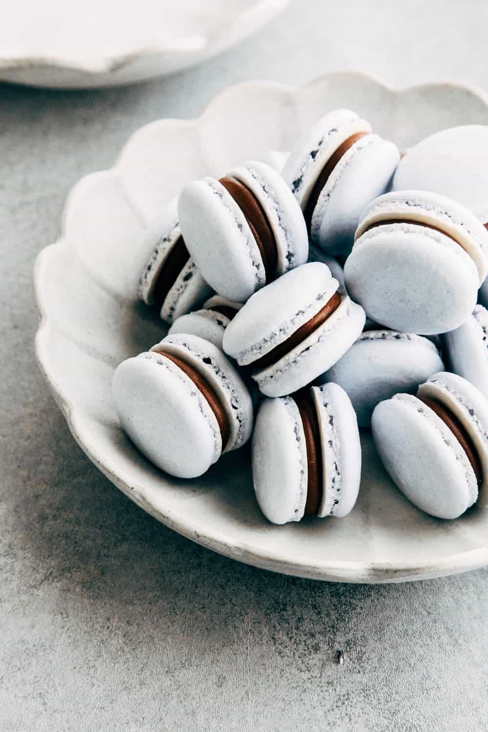 London Fog Dark Chocolate Macarons