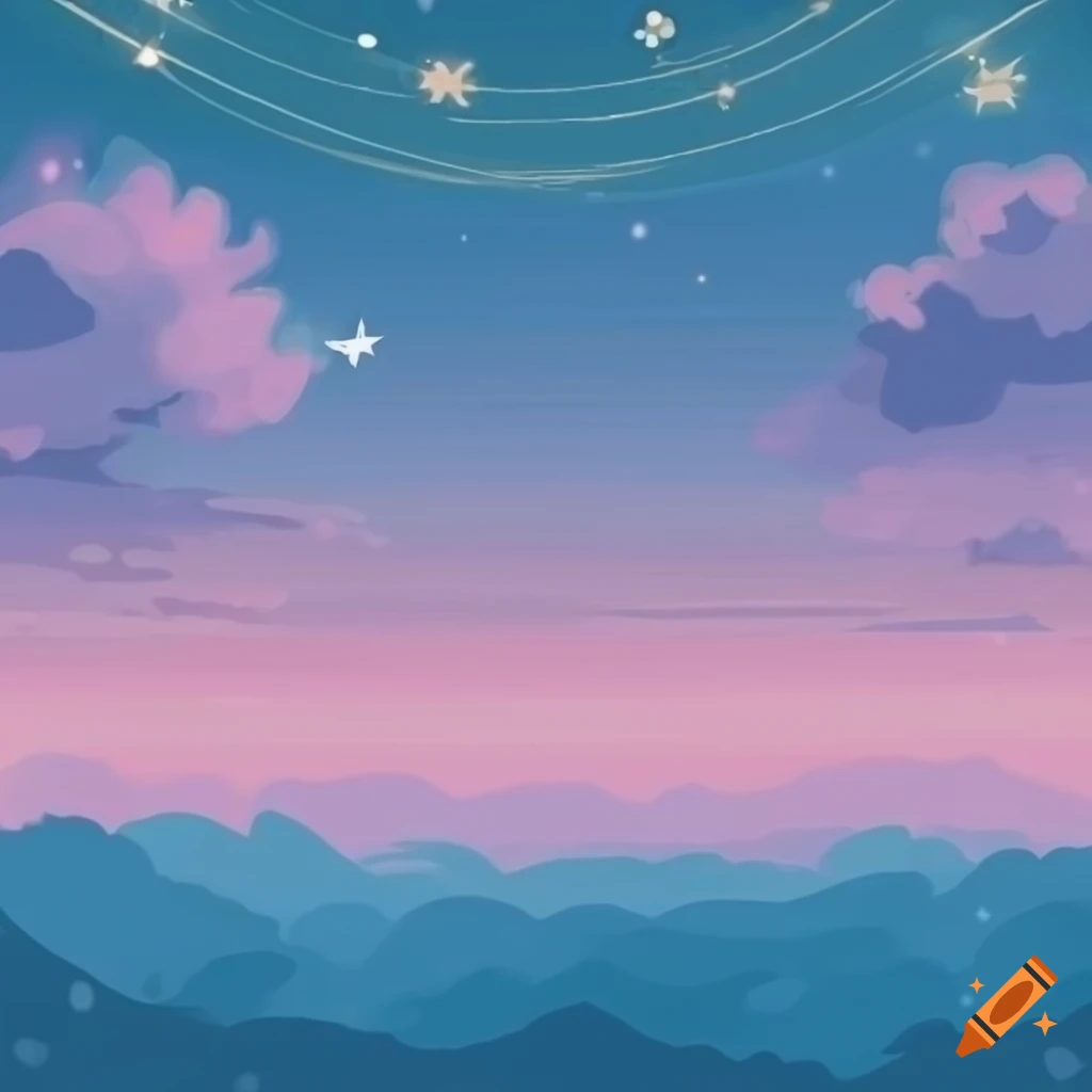 Pastel anime landscape with stars