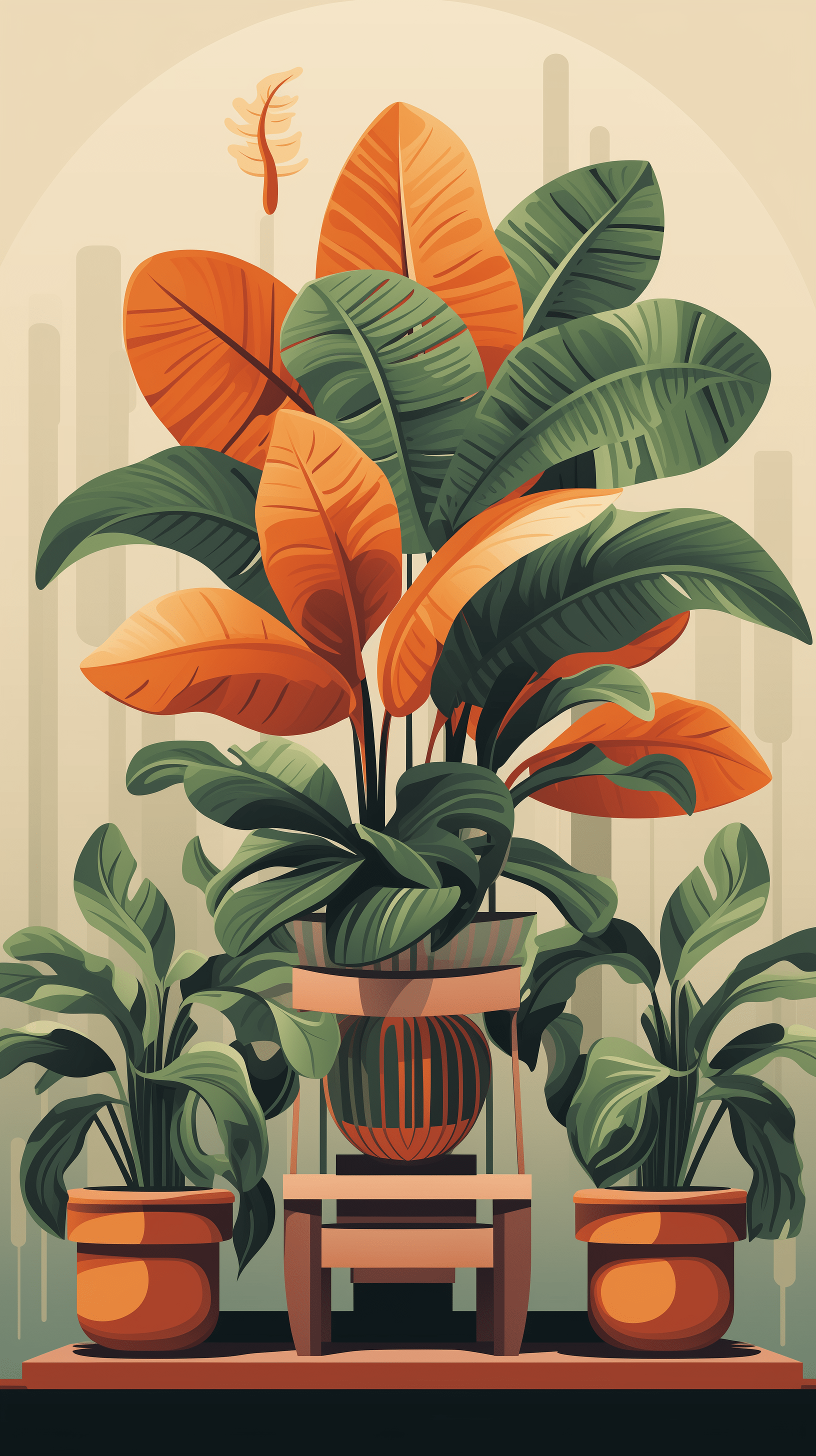 Retro Botanical Bliss AI Art Wallpaper