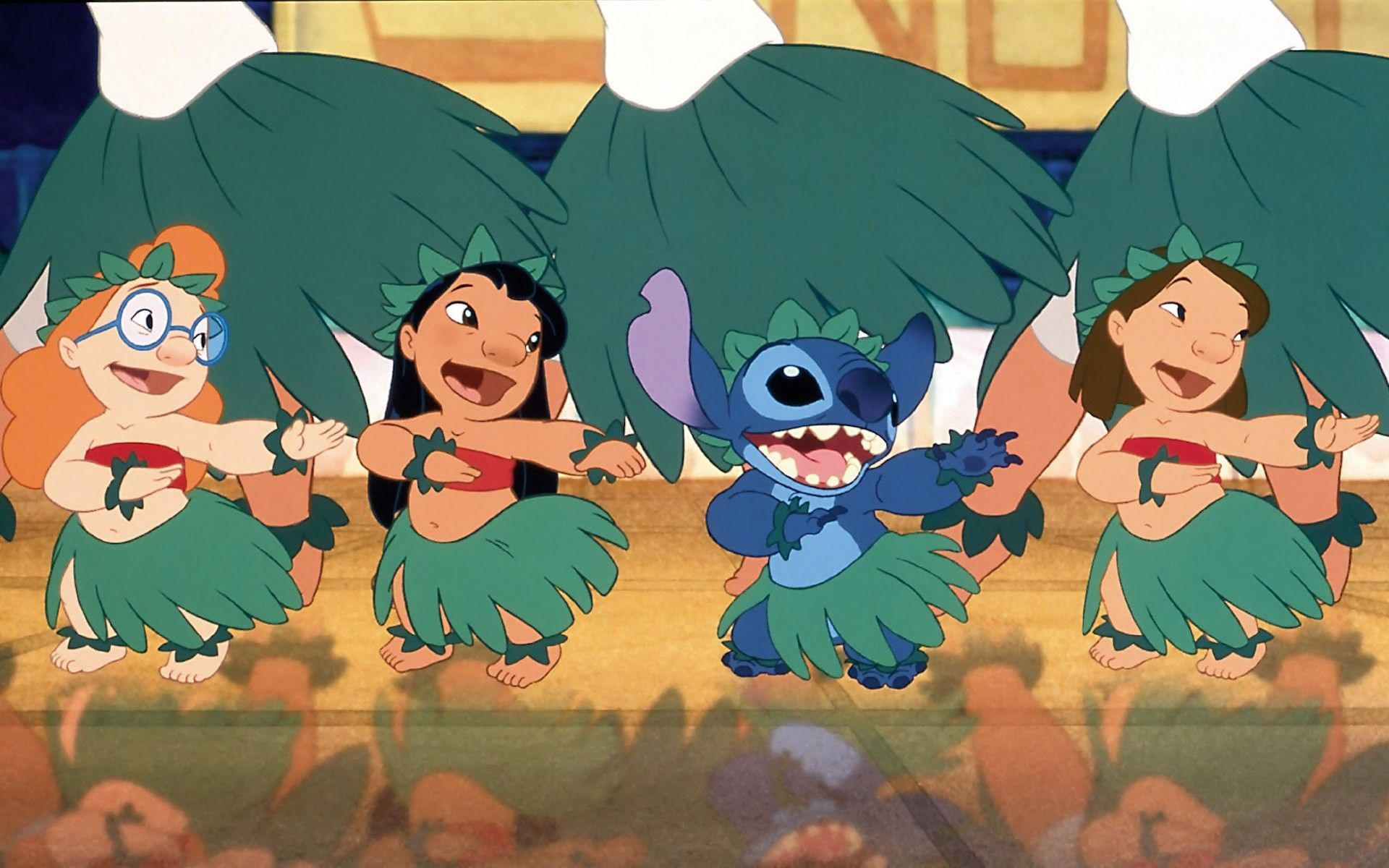 Lilo and her sisters dance in a field of flowers - Stitch