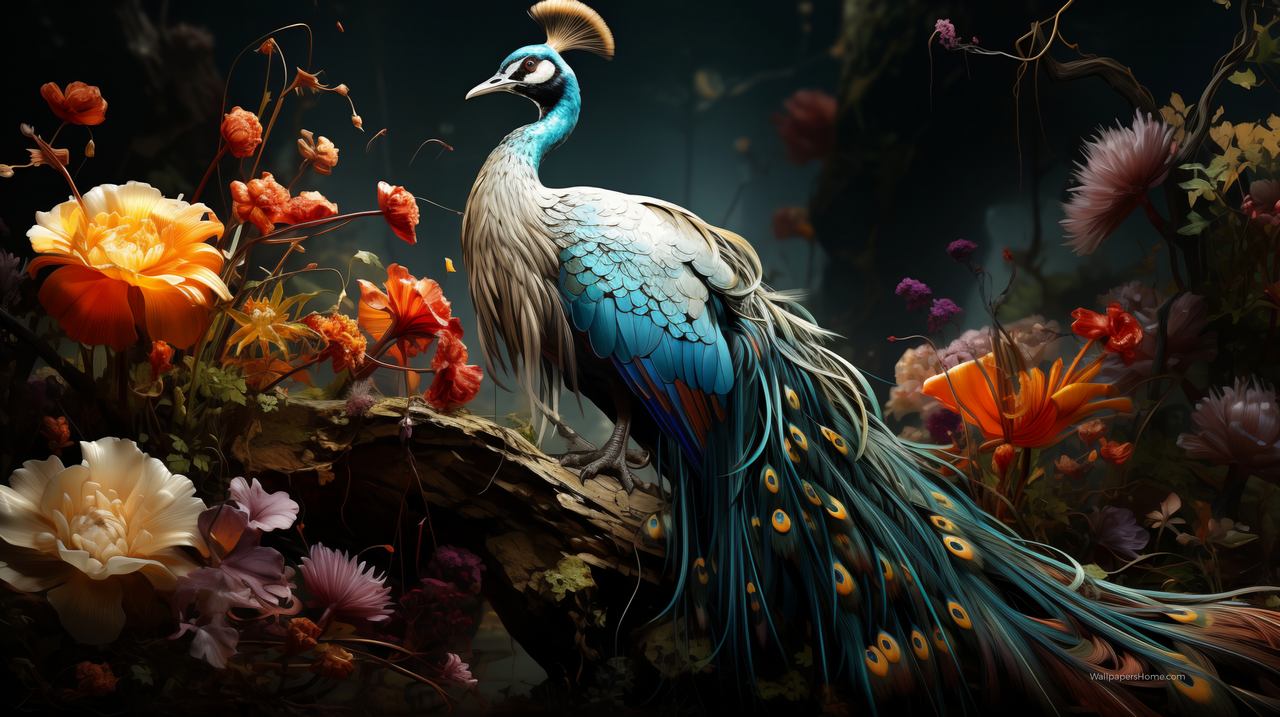 Peacock Wallpaper, Ornate, OS