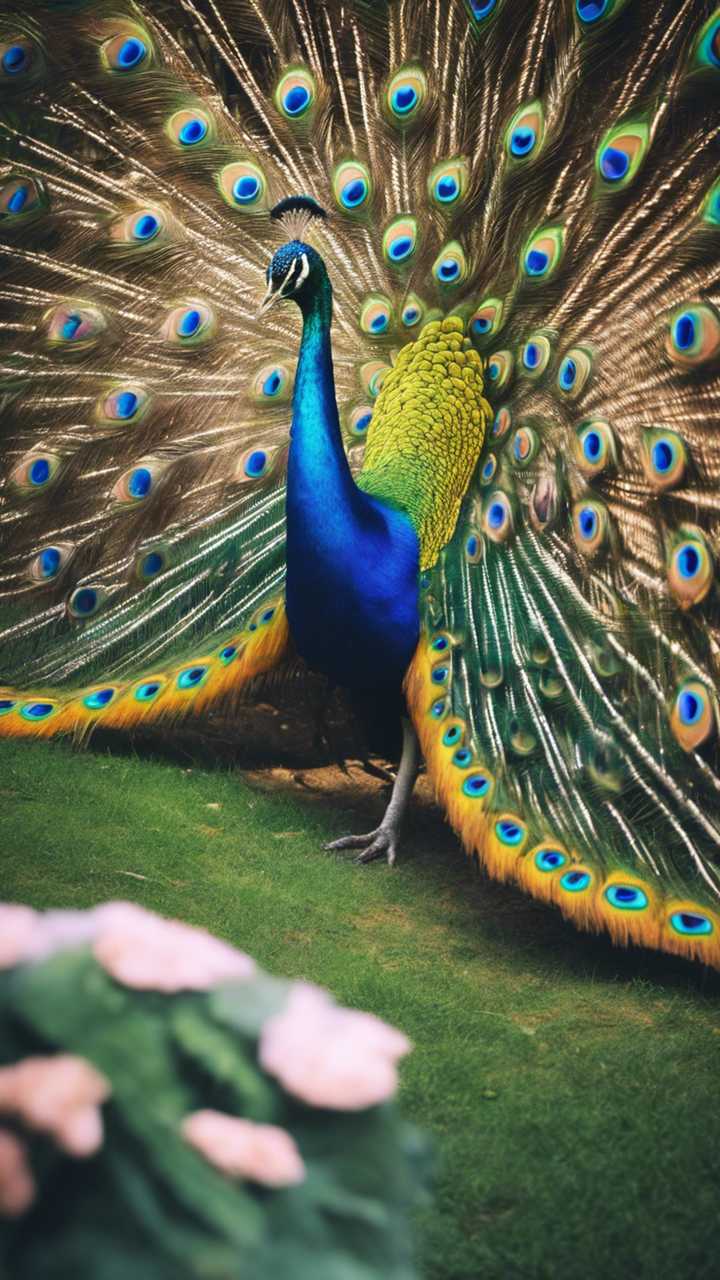 A beautiful peacock showcasing its