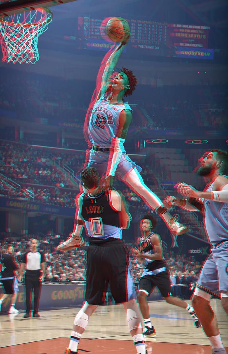 Ja Morant 3D, basketball, dunk