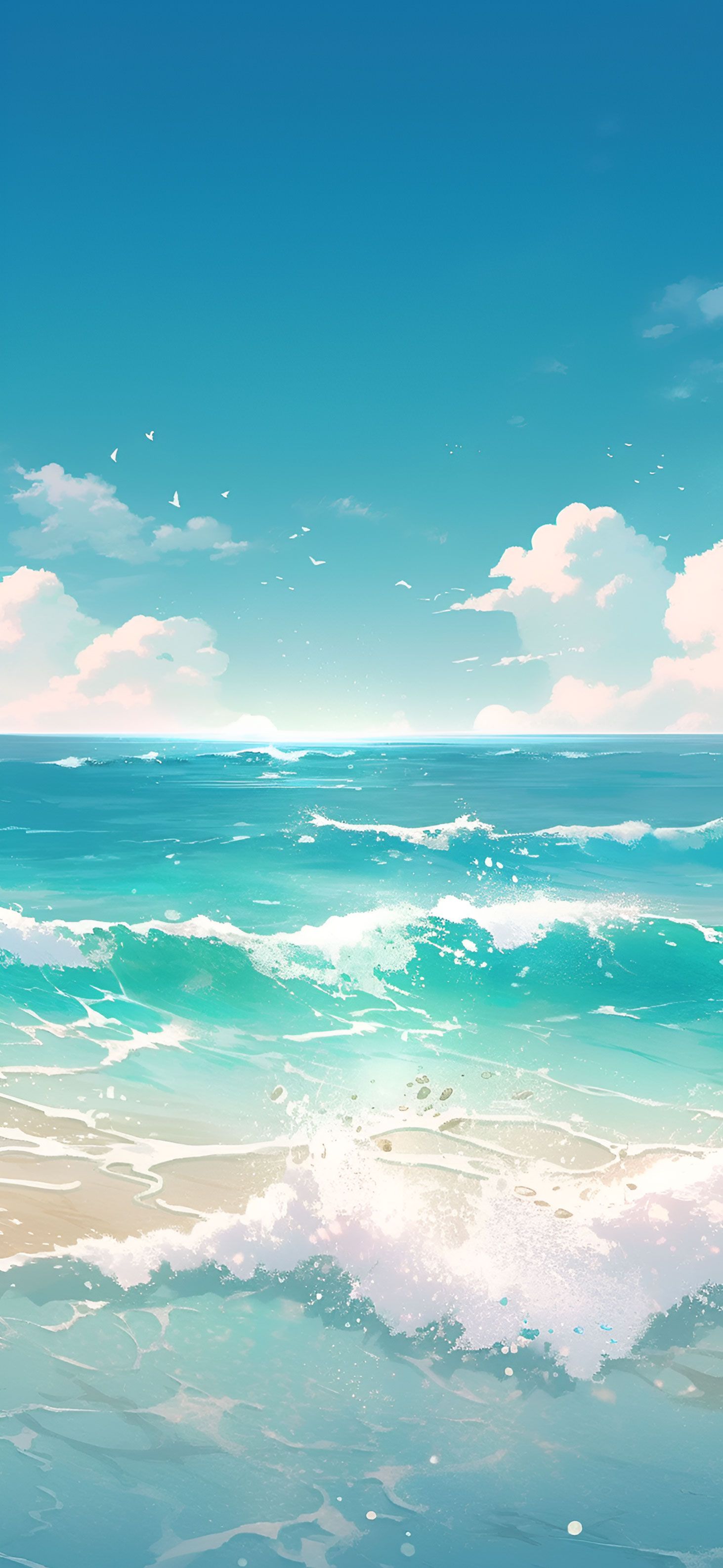 Aesthetic Turquoise Ocean & Clouds