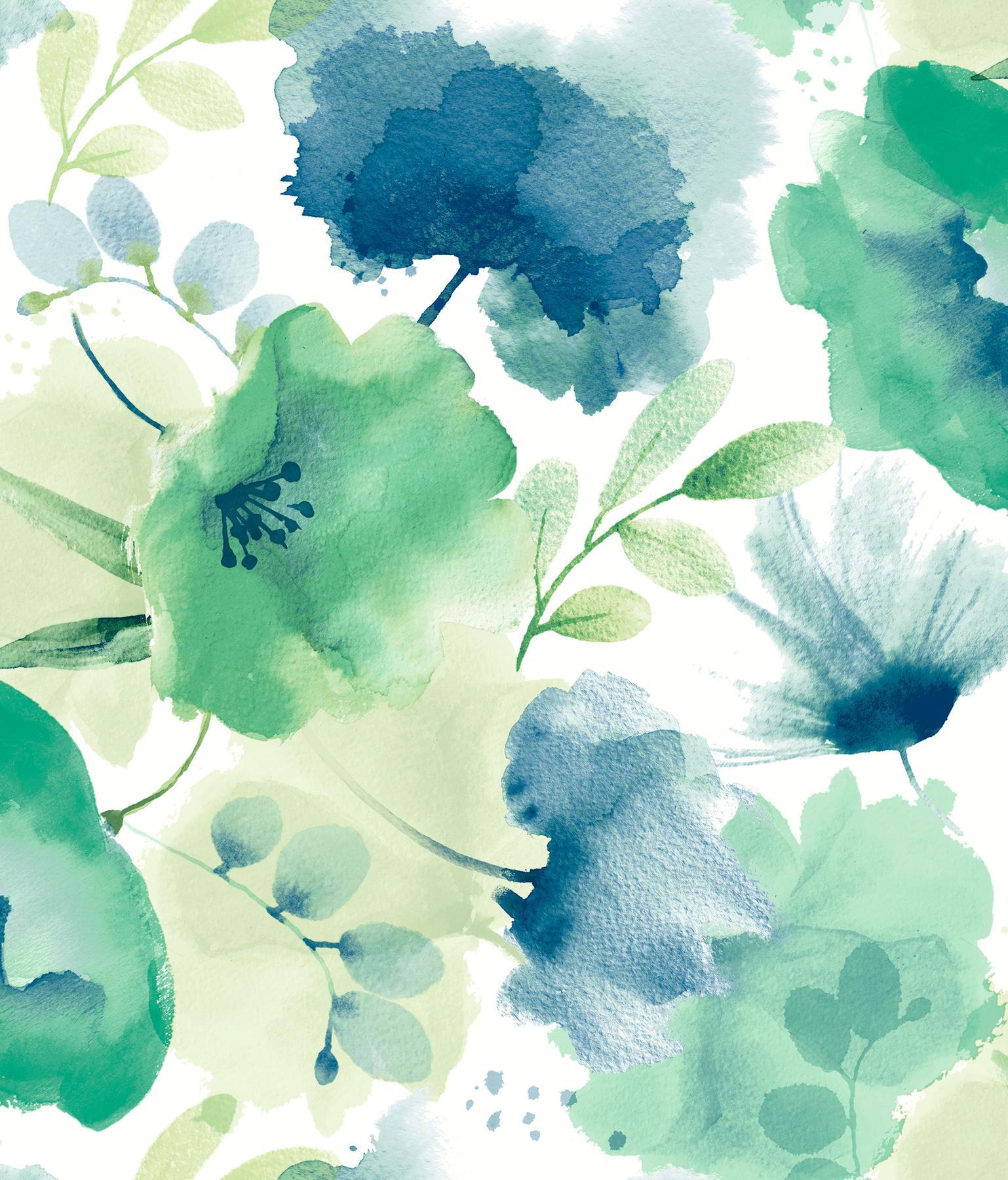 York Watercolor Bouquet Blue & Green