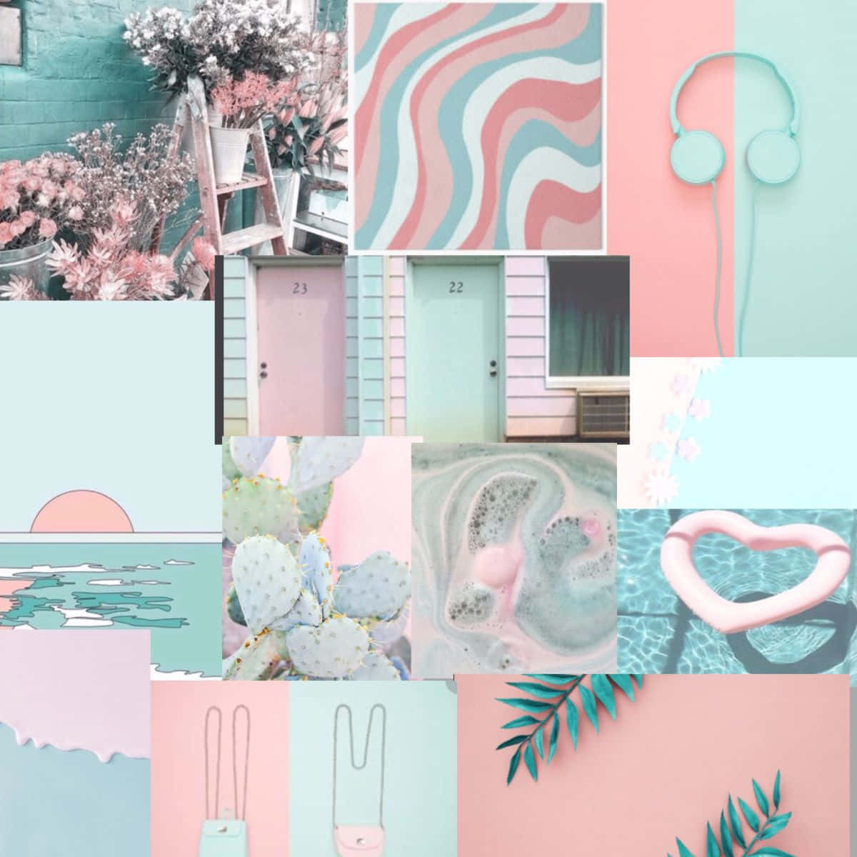 Pink And Teal Wallpaper