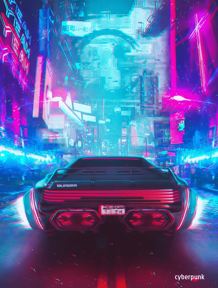 Cyberpunk car in a neon city - Cyberpunk, Cyberpunk 2077