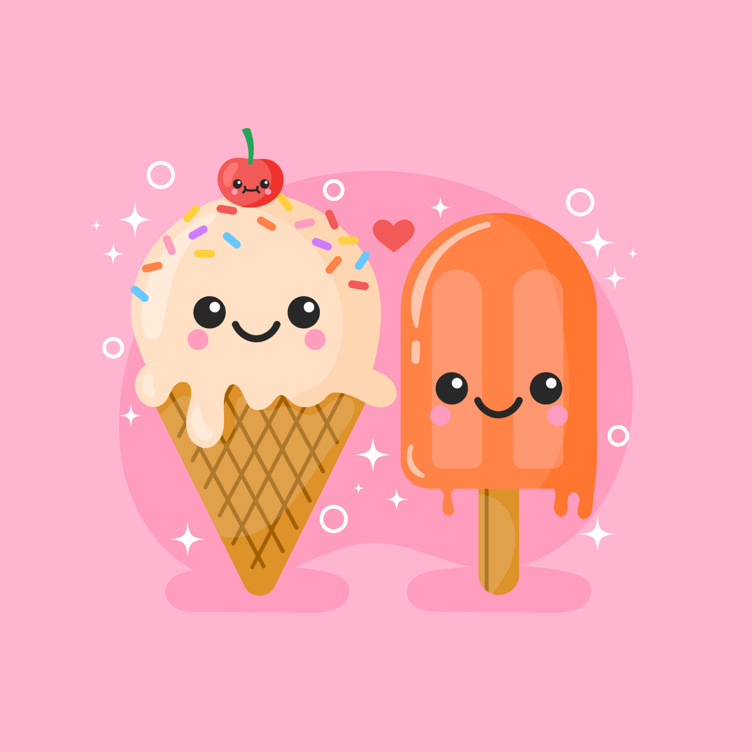 Kawaii ice cream Wallpaper 4K, Cute ice