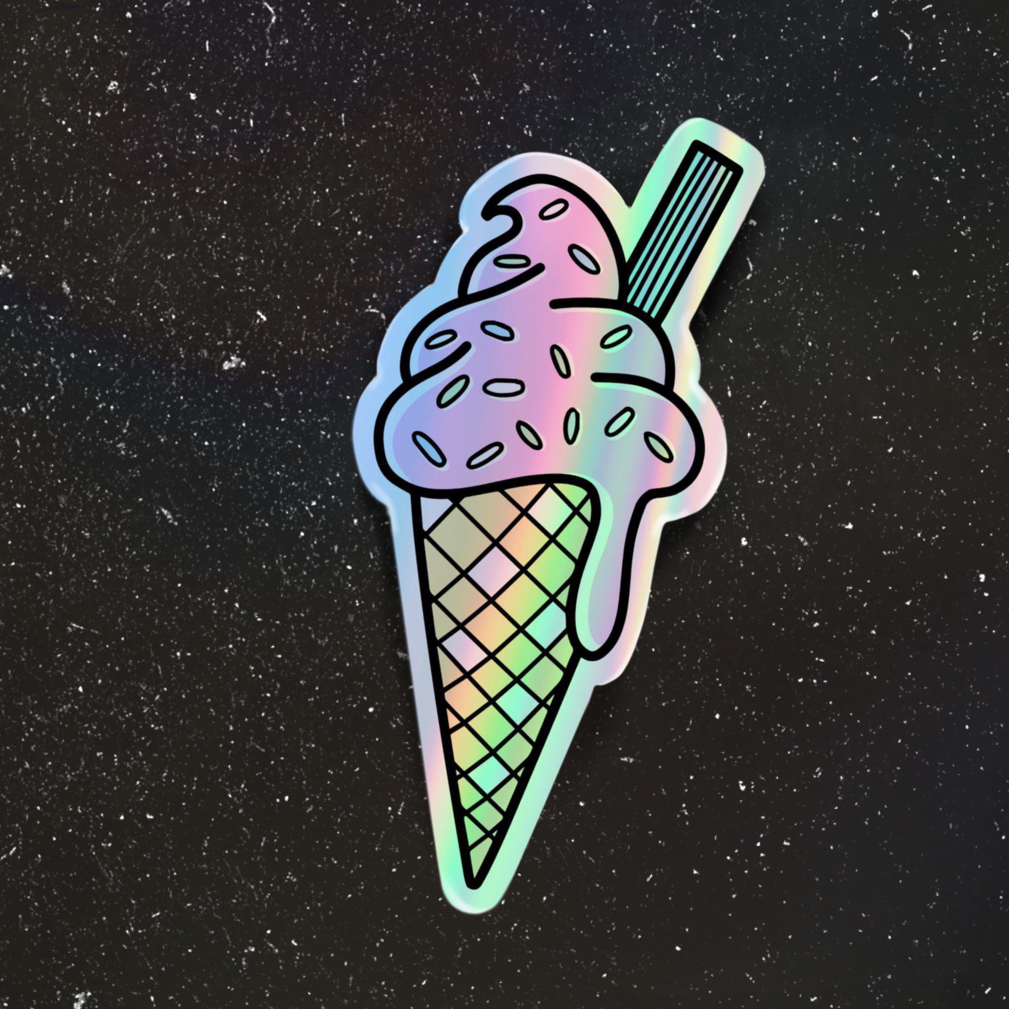 Ice Cream Cone Holographic Sticker