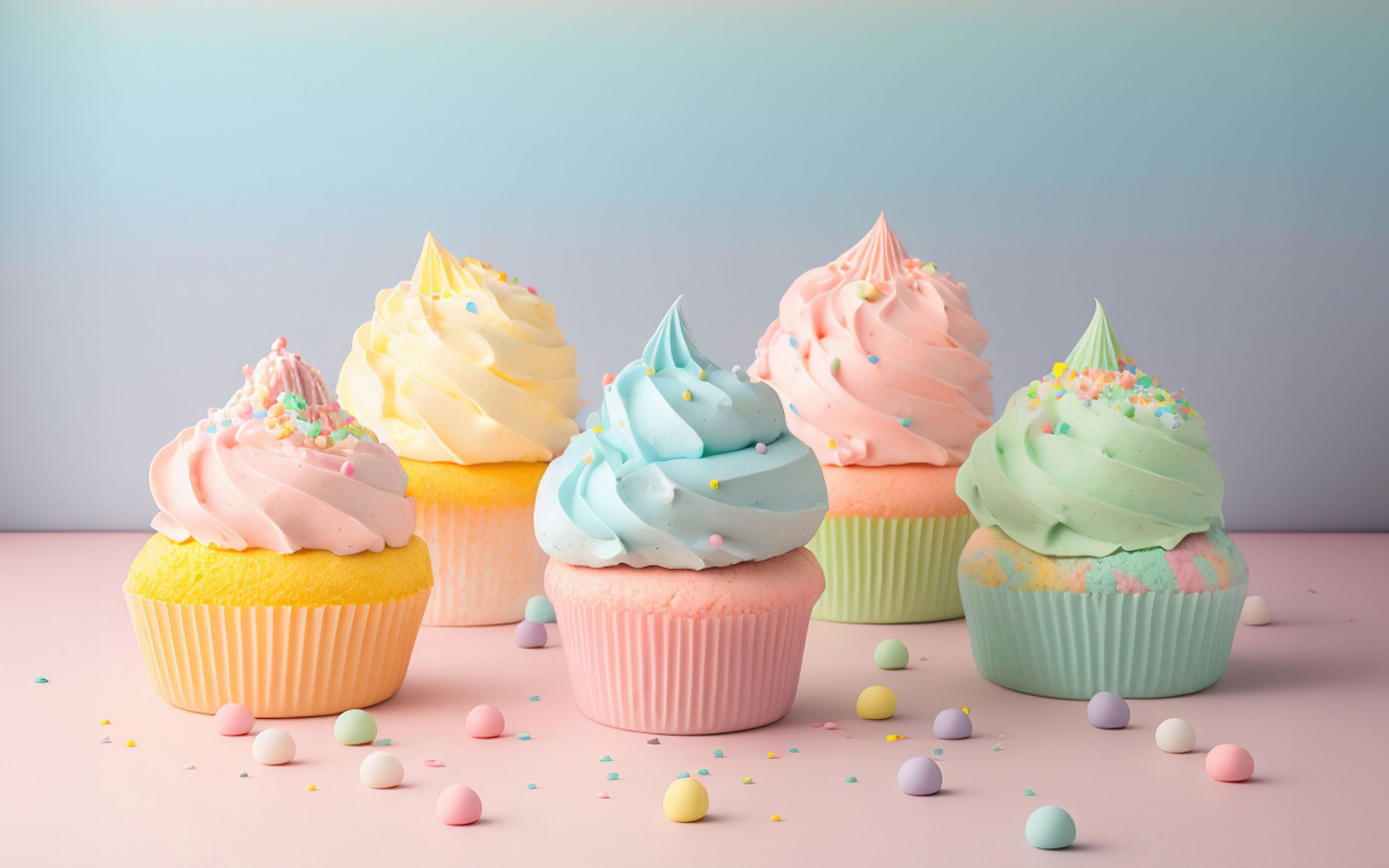 Colorful Ice cream Cupcakes 4K Wallpaper