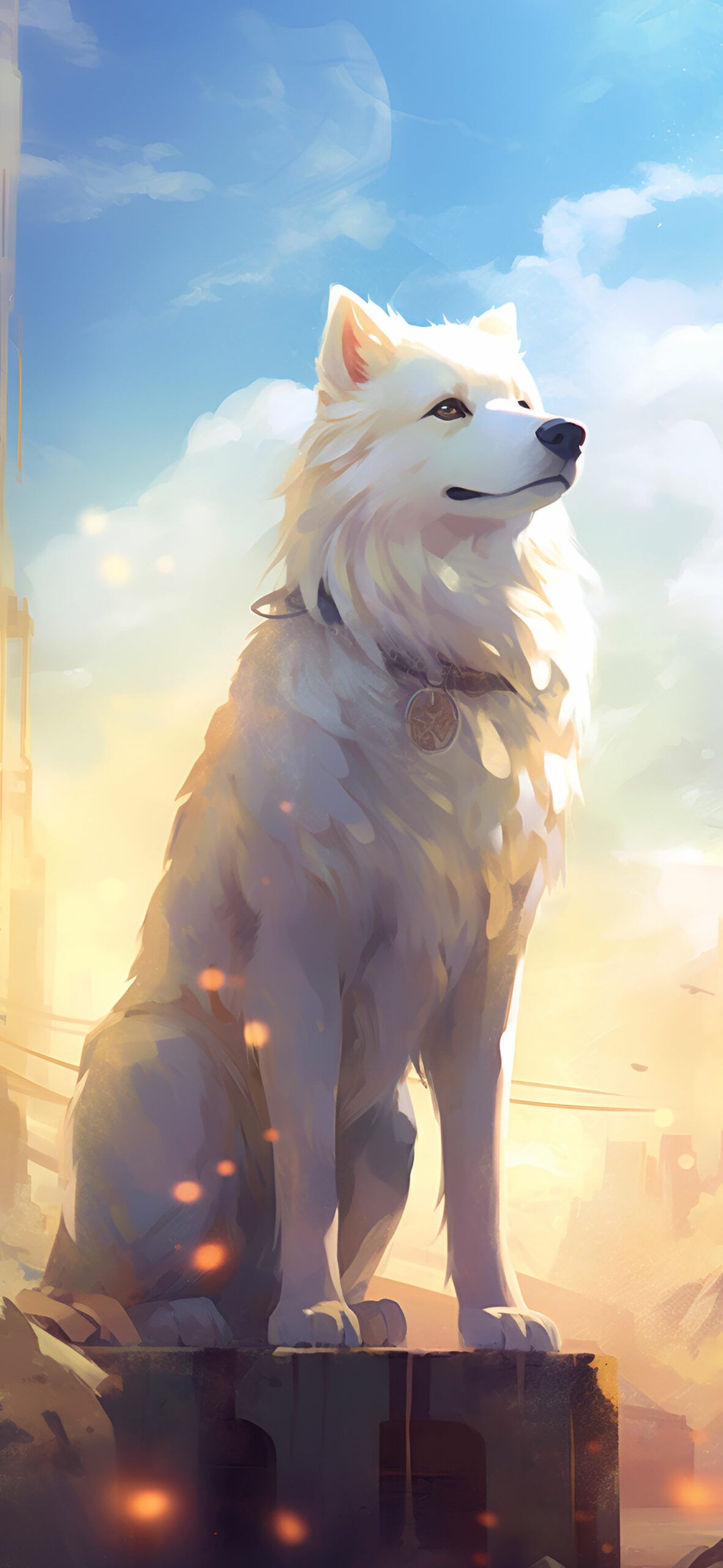 White Dog Aesthetic Wallpaper