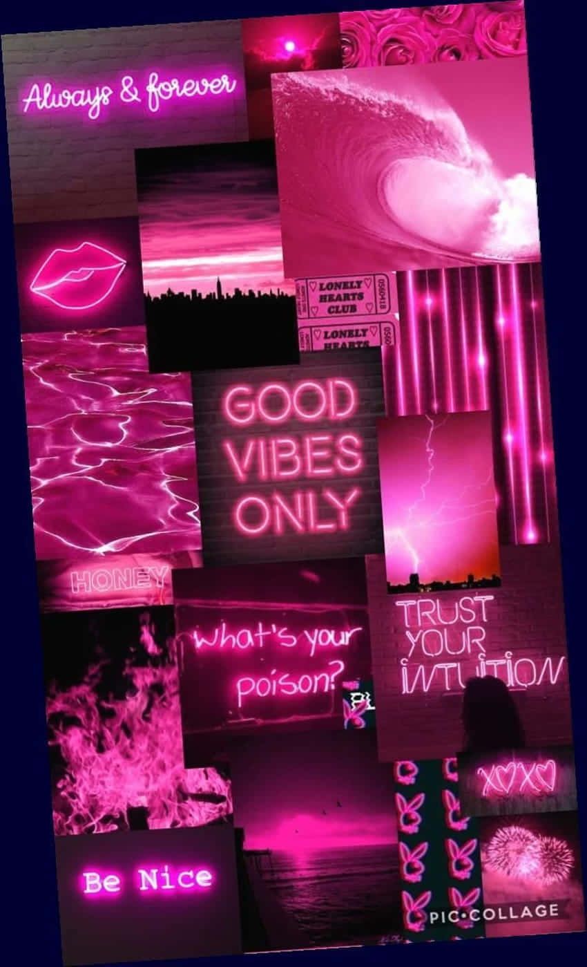 Hot Pink Aesthetic Collage Wallpaper