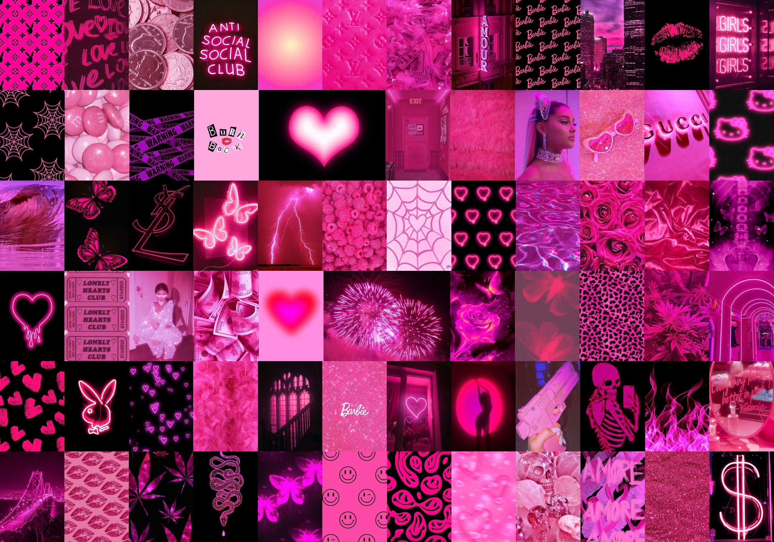 Pcs Hot Pink Aesthetic Photo Collage