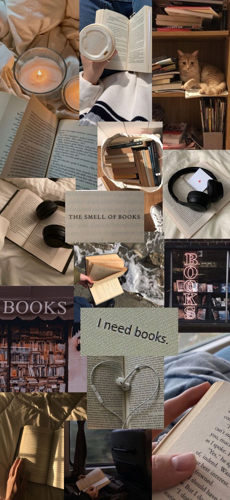 Aesthetic book wallpaper/ collage